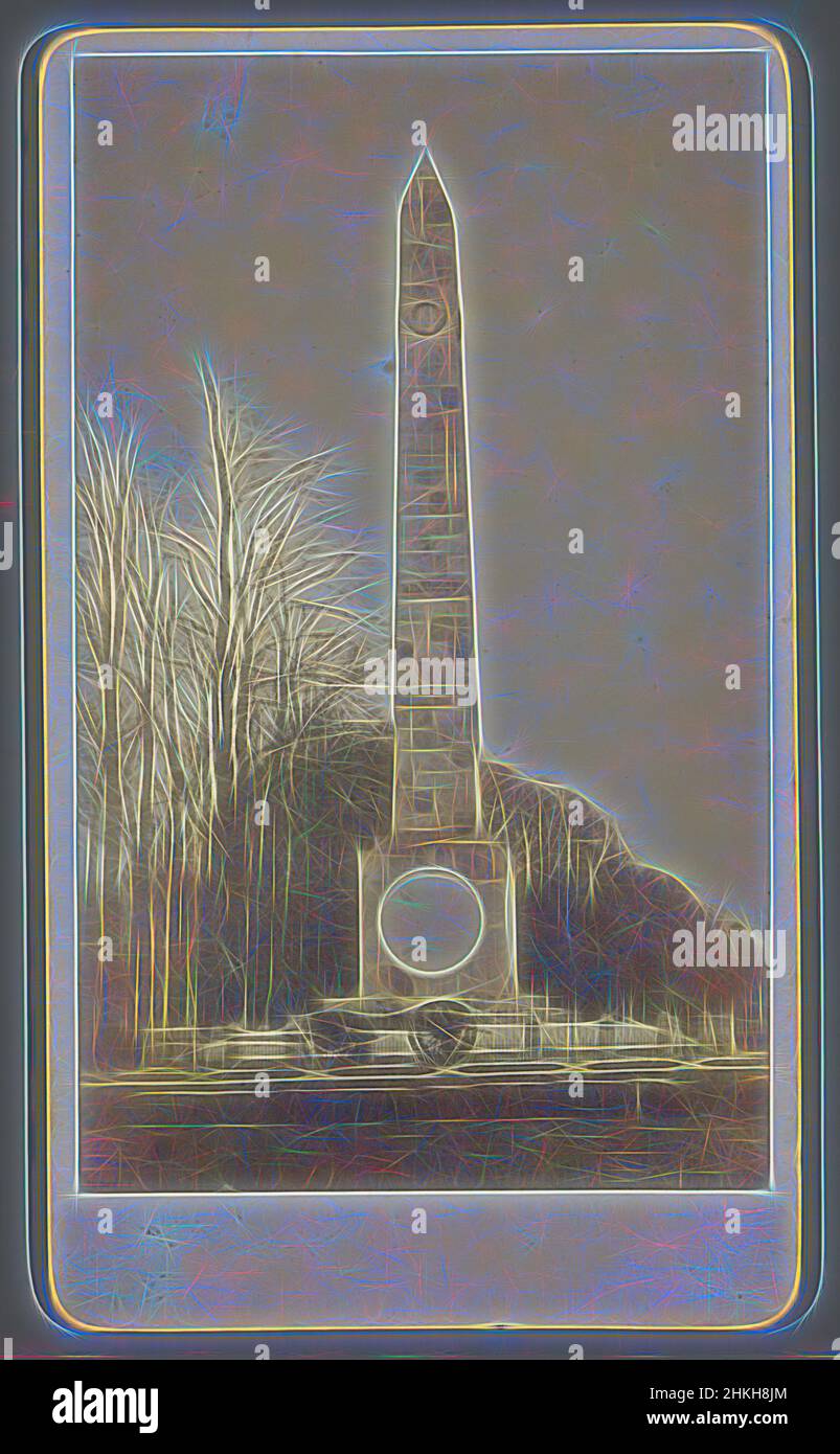 Inspiré par l'aiguille Memorial en paysage, 1854 - 1885, papier, imprimé albumine, hauteur 105 mm × largeur 61 mm, réimaginé par Artotop. L'art classique réinventé avec une touche moderne. Conception de lumière chaleureuse et gaie, de luminosité et de rayonnement de lumière. La photographie s'inspire du surréalisme et du futurisme, embrassant l'énergie dynamique de la technologie moderne, du mouvement, de la vitesse et révolutionne la culture Banque D'Images