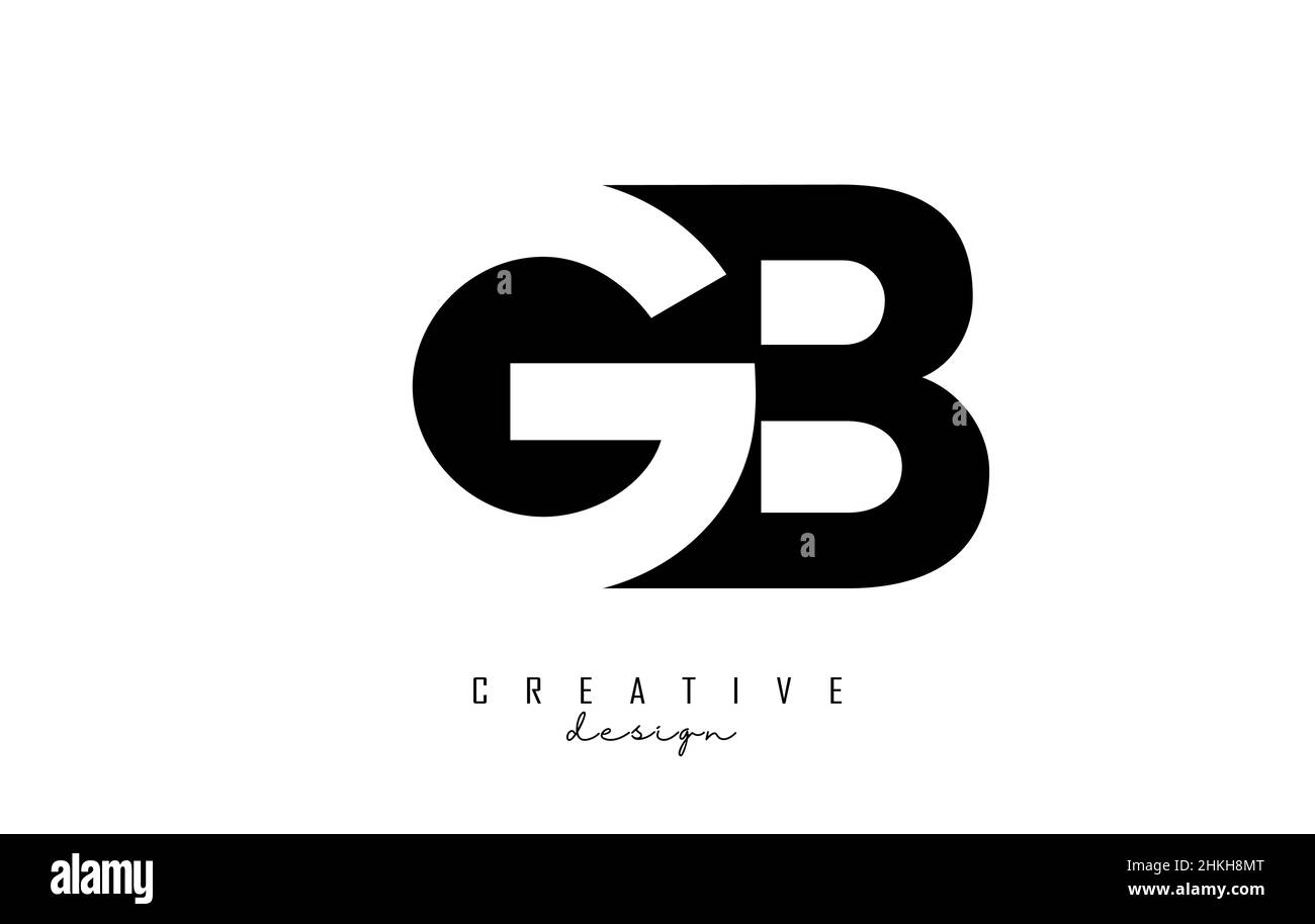 Logo GB lettres avec espace négatif.Lettre avec typographie géométrique.Illustration vectorielle créative avec lettres. Illustration de Vecteur