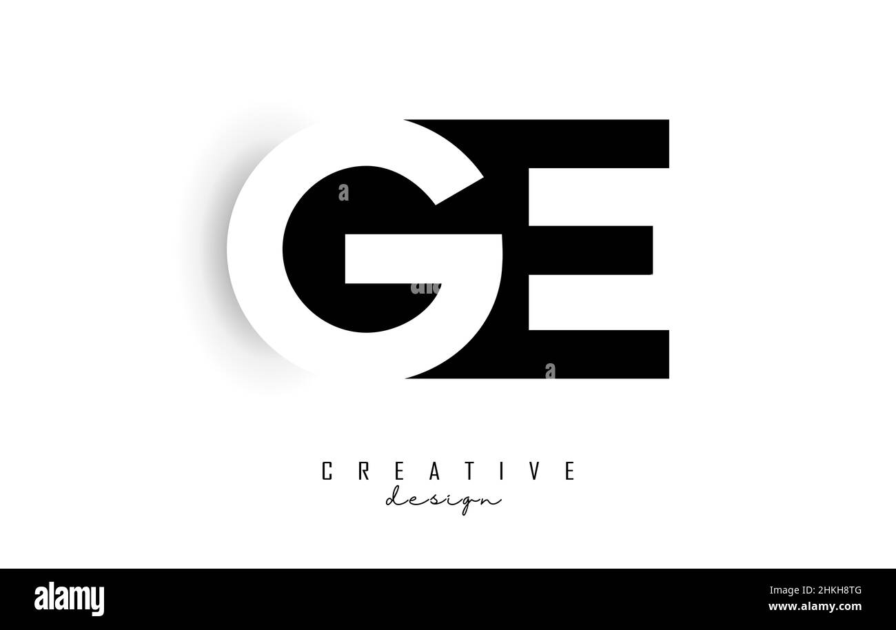 Logo GE lettres avec espace négatif.Lettre avec typographie géométrique.Illustration vectorielle créative avec lettres. Illustration de Vecteur