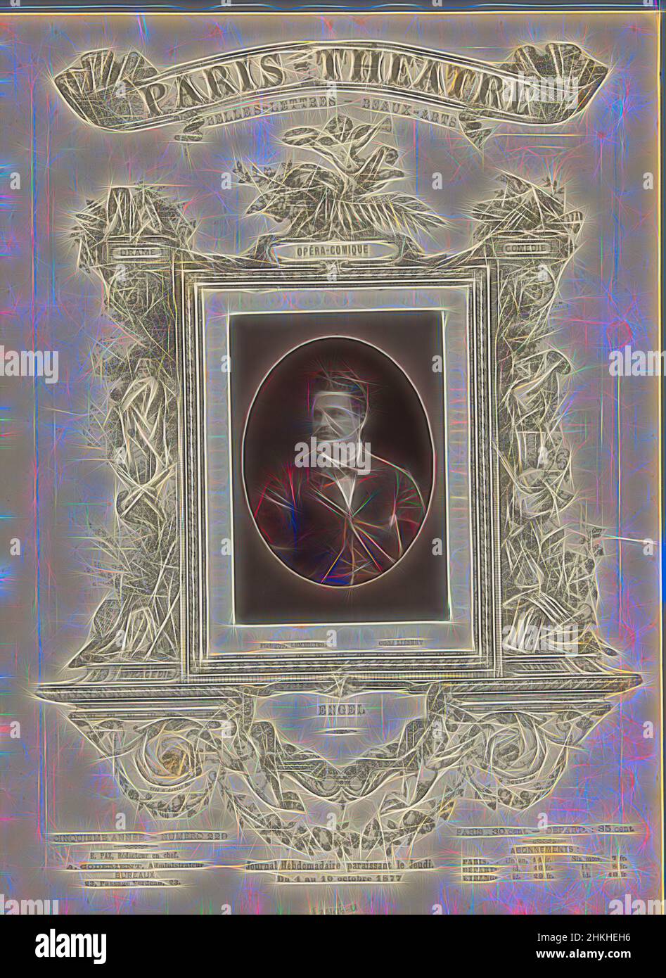 Inspiré par Portrait de M. Engel, Engel, Alphonse-Justin Liébert, Lemercier, c. 1872 - avant 1879, papier, hauteur 125 mm × largeur 86 mm, réimaginé par Artotop. L'art classique réinventé avec une touche moderne. Conception de lumière chaleureuse et gaie, de luminosité et de rayonnement de lumière. La photographie s'inspire du surréalisme et du futurisme, embrassant l'énergie dynamique de la technologie moderne, du mouvement, de la vitesse et révolutionne la culture Banque D'Images