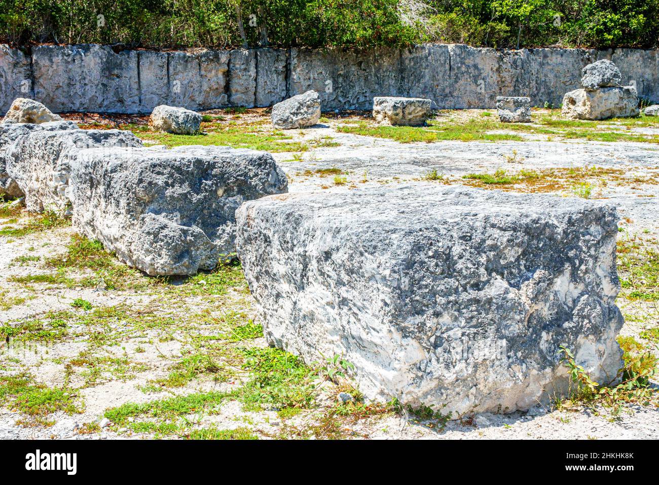 Florida Keys, Islamorada, Windley Key Fossil Reef Geological State Park, pierres clés historiques de carrière de corail Banque D'Images