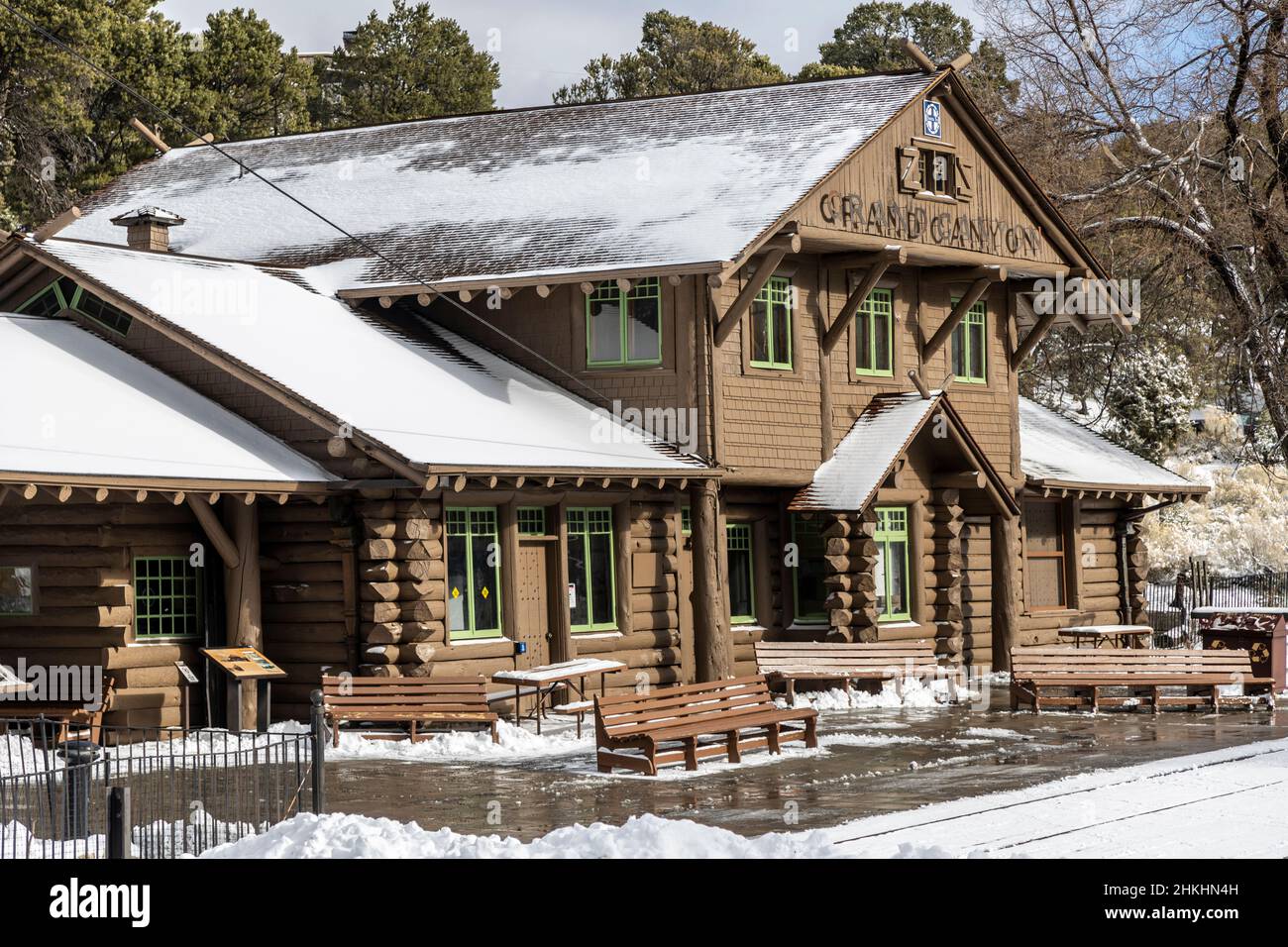 Dépôt ferroviaire du Grand Canyon sur le plateau sud. Banque D'Images