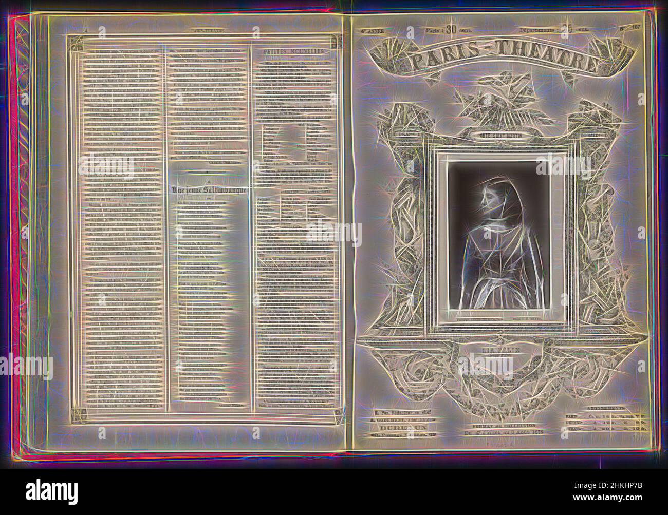 Inspiré par Portrait de Lia Félix comme Jeanne d'Arc, Lia Félix (Jeanne d'Arc), D.H. Mayer, Lemercier & Cie., France, Parisprint maker: France, dessinateur intermédiaire: France, Imprimante: Paris, c. 1871 - avant le 27 juillet 1876, papier, hauteur 124 mm × largeur 87 mm, repensé par Artotop. L'art classique réinventé avec une touche moderne. Conception de lumière chaleureuse et gaie, de luminosité et de rayonnement de lumière. La photographie s'inspire du surréalisme et du futurisme, embrassant l'énergie dynamique de la technologie moderne, du mouvement, de la vitesse et révolutionne la culture Banque D'Images