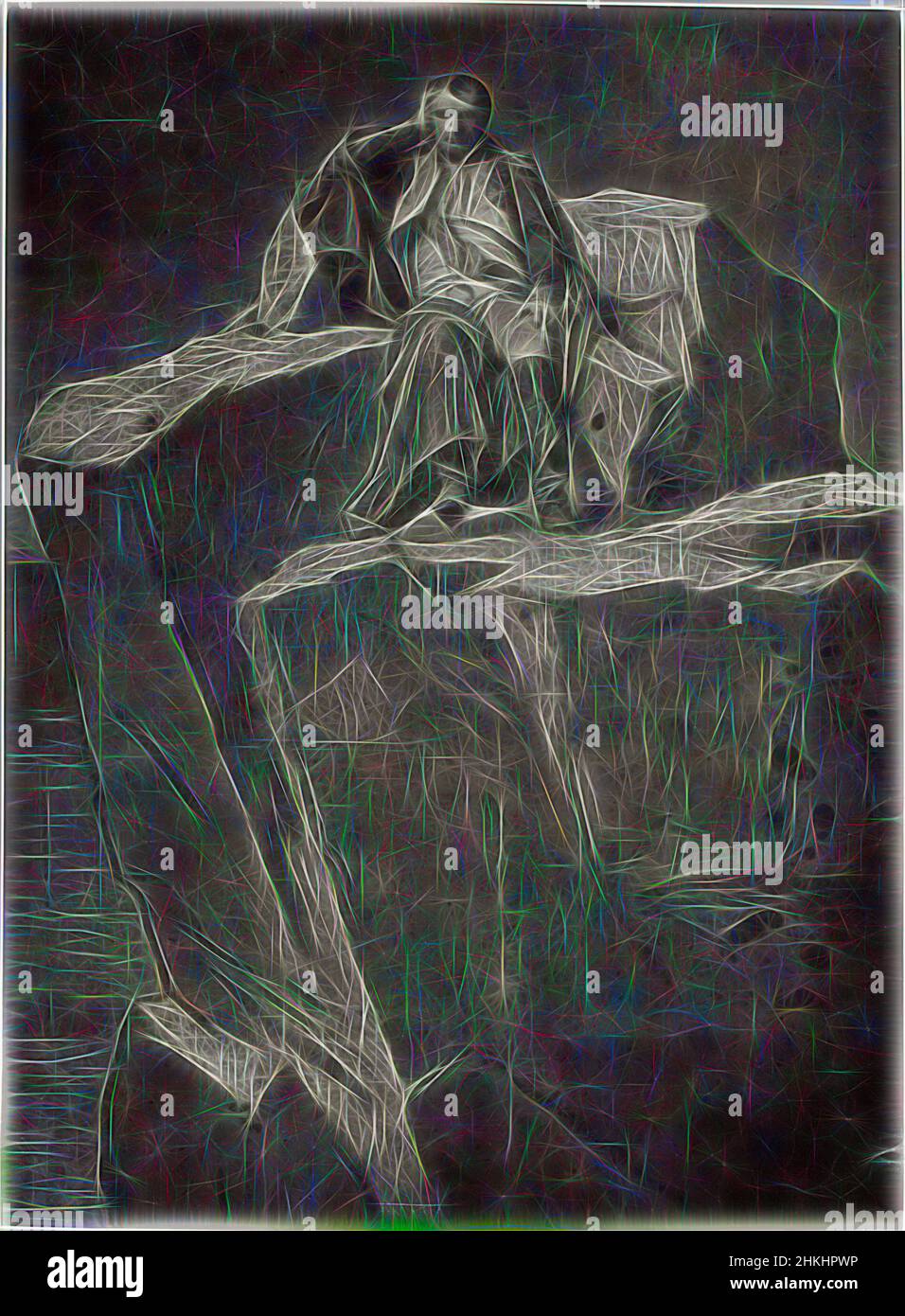 Inspiré par de Napoléon sur Sainte-Hélène par Paul Delaroche, Napoléon à Sainte-Hélène, Robert Jefferson Bingham, d'après Paul Delaroche, Paris, c. 1853 - avant 1858, papier, imprimé albumine, gravure, hauteur 241 mm × largeur 177 mmhauteur 356 mm × largeur 267 mm, repensé par Artotop. L'art classique réinventé avec une touche moderne. Conception de lumière chaleureuse et gaie, de luminosité et de rayonnement de lumière. La photographie s'inspire du surréalisme et du futurisme, embrassant l'énergie dynamique de la technologie moderne, du mouvement, de la vitesse et révolutionne la culture Banque D'Images