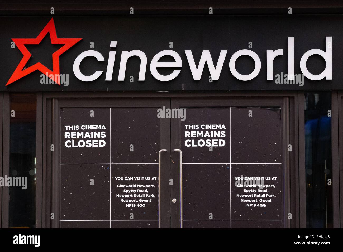 Vue générale d'un cinéma fermé de Cineworld à Friars Walk, Newport. Banque D'Images