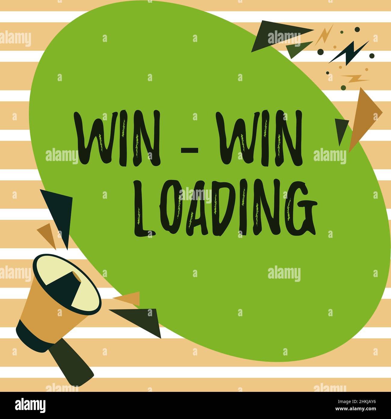 Affiche le chargement de Win WIN. Internet concept Win chargement de la mise en plan Megaphone en parlant de Chat Cloud faire l'annonce. Banque D'Images