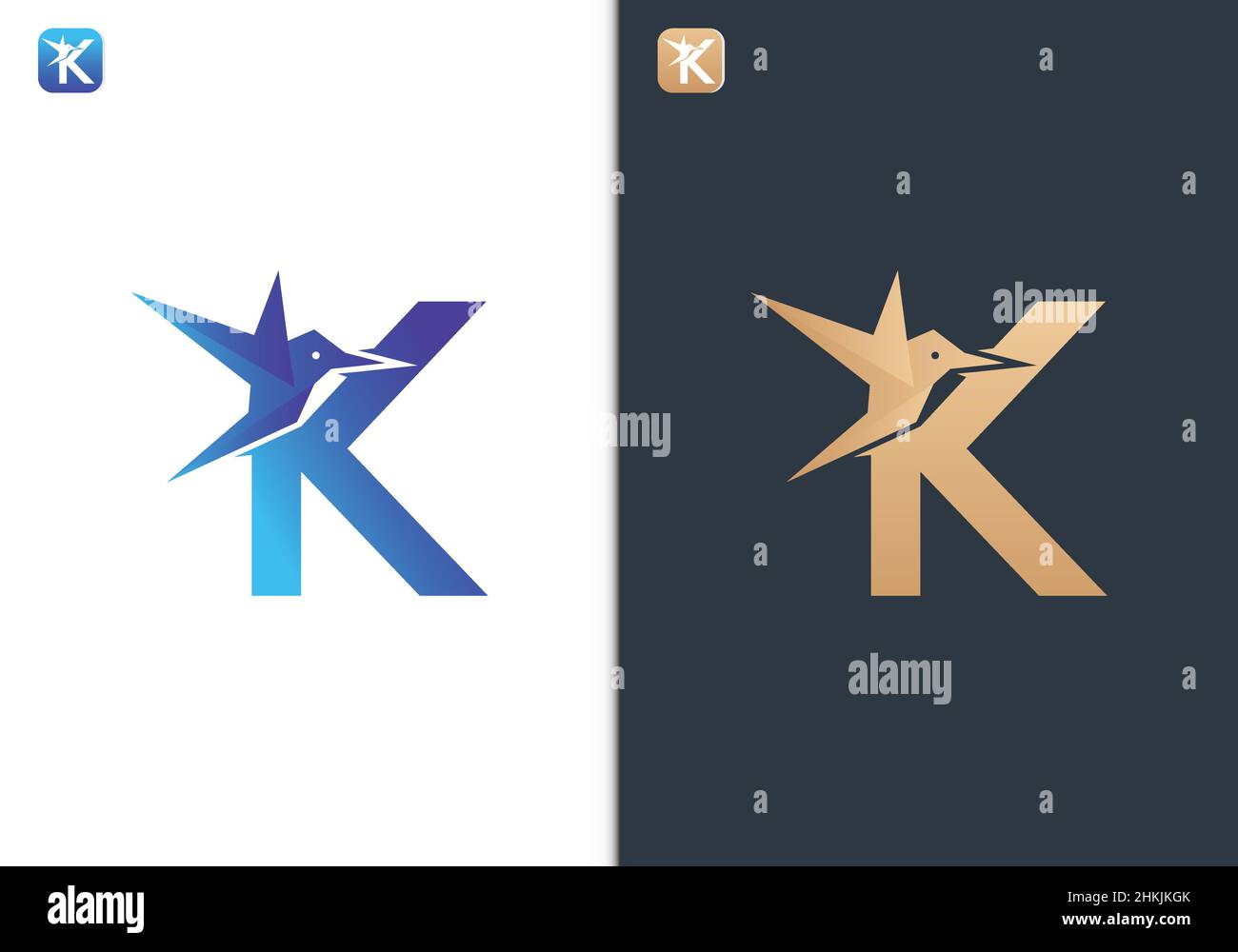 Modèle de logo Letter K Bird pour les voyages, les voyages, la liberté et la paix Illustration de Vecteur
