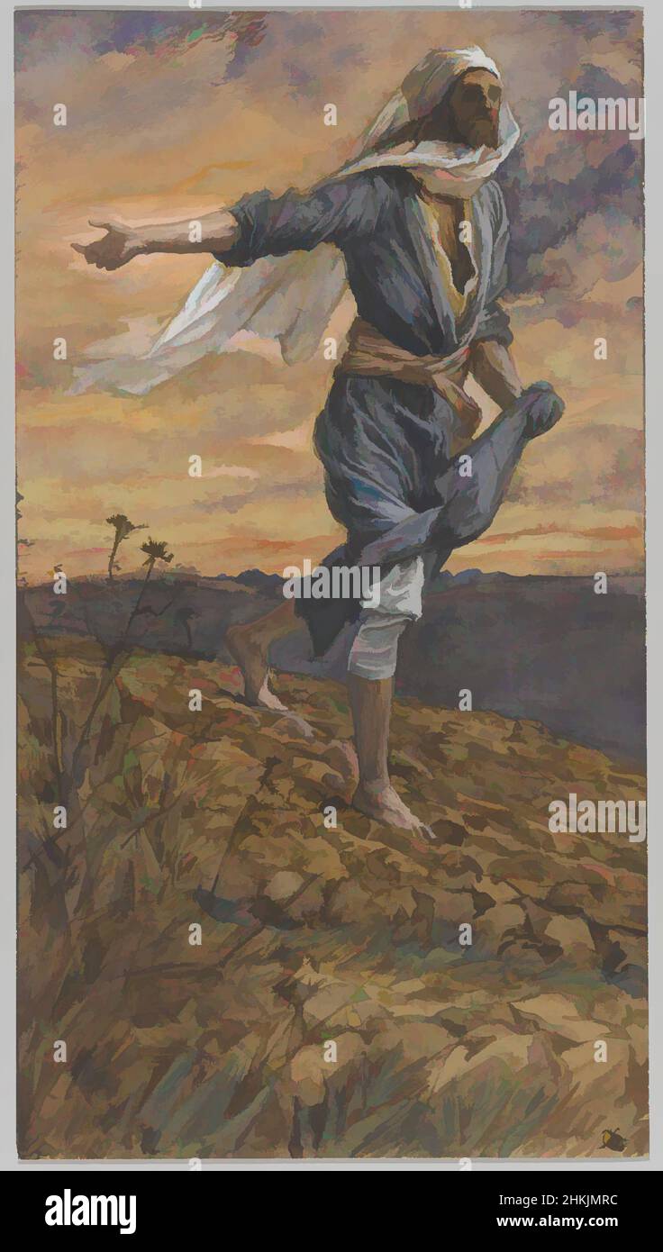 Art inspiré par le Sower, le semeur, la vie de notre Seigneur Jésus-Christ, la vie de notre-Seigneur Jésus-Christ, James Tissot, français, 1836-1902, aquarelle opaque sur graphite sur papier vélin gris, France, 1886-1894, image : 9 3/4 x 5 3/8 po., 24,8 x 13,7 cm, bible, biblique, bleu, oeuvres classiques modernisées par Artotop avec une touche de modernité. Formes, couleur et valeur, impact visuel accrocheur sur l'art émotions par la liberté d'œuvres d'art d'une manière contemporaine. Un message intemporel qui cherche une nouvelle direction créative. Artistes qui se tournent vers le support numérique et créent le NFT Artotop Banque D'Images