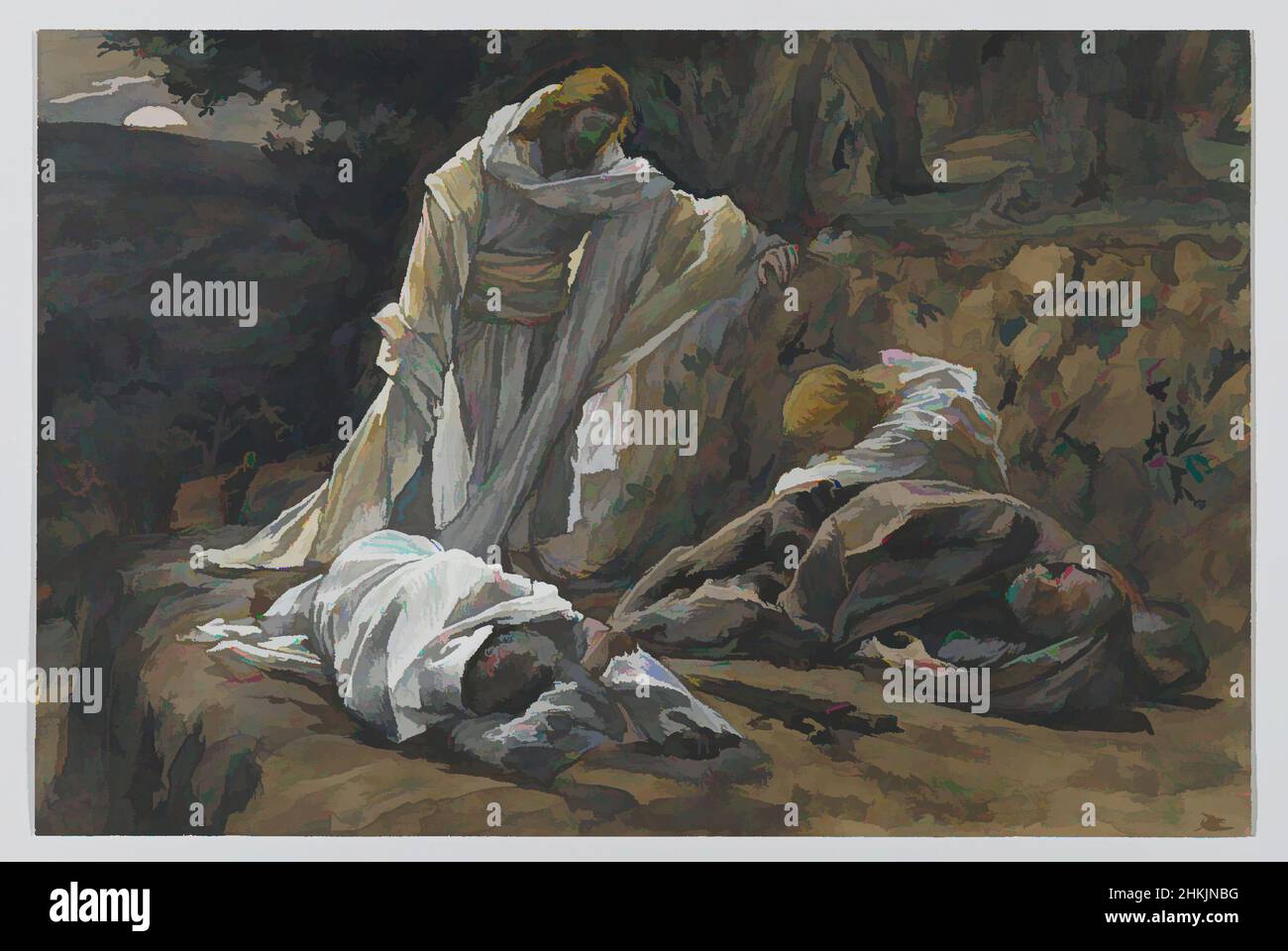 L'art inspiré par vous ne pouvait pas regarder une heure avec moi, vous n'avez pu voir une heure avec moi, la vie de notre Seigneur Jésus Christ, la vie de notre-Seigneur Jésus-Christ, Jacques Tissot, Français, 1836-1902, aquarelle opaque sur papier vélin gris, France, 1886-1894, image: 7 11/, œuvres classiques modernisées par Artotop avec une touche de modernité. Formes, couleur et valeur, impact visuel accrocheur sur l'art émotions par la liberté d'œuvres d'art d'une manière contemporaine. Un message intemporel qui cherche une nouvelle direction créative. Artistes qui se tournent vers le support numérique et créent le NFT Artotop Banque D'Images