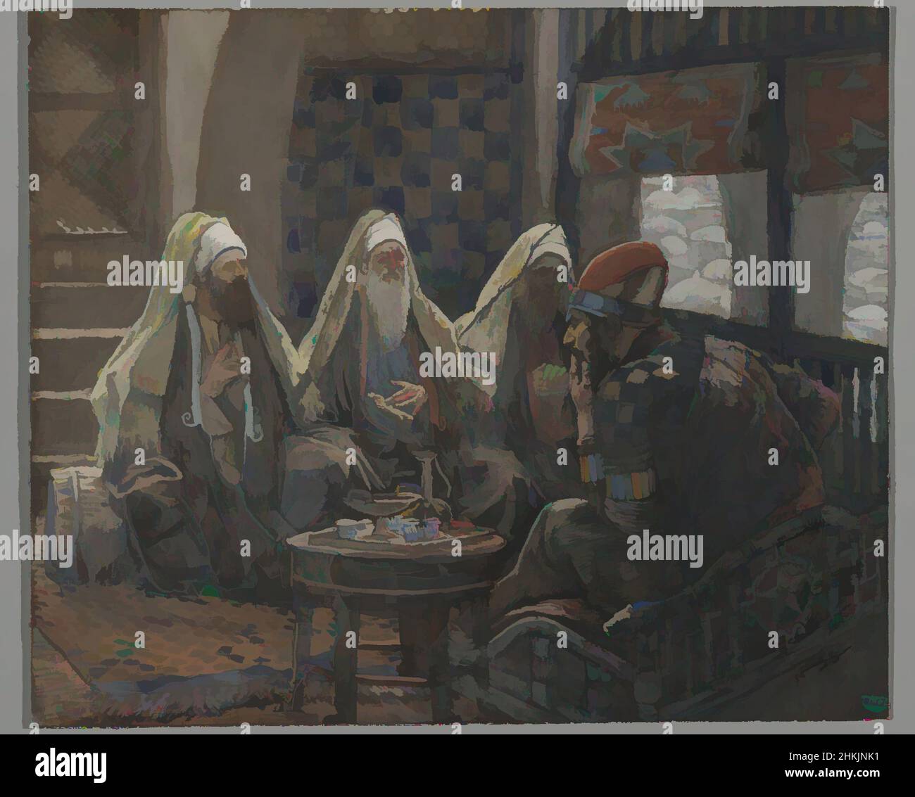 Art inspiré par les Mages dans la Maison de Hérode, les rois mages chez Hérode, la vie de notre Seigneur Jésus Christ, la vie de notre-Seigneur Jésus-Christ, James Tissot, Français, 1836-1902, aquarelle opaque sur graphite sur papier vélin gris, France, 1886-1894, image : 5 3/8 x 6 3/8 po, 13,7 x, œuvres classiques modernisées par Artotop avec une touche de modernité. Formes, couleur et valeur, impact visuel accrocheur sur l'art émotions par la liberté d'œuvres d'art d'une manière contemporaine. Un message intemporel qui cherche une nouvelle direction créative. Artistes qui se tournent vers le support numérique et créent le NFT Artotop Banque D'Images