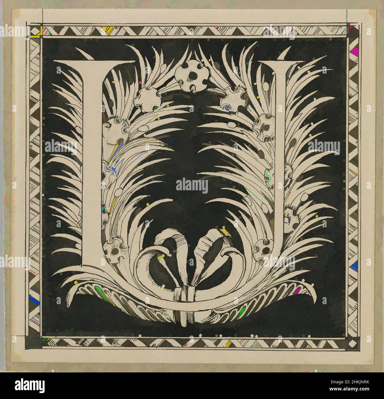 Art inspiré par la lettre capitale U, la vie de notre Seigneur Jésus-Christ, la vie de notre-Seigneur Jésus-Christ, James Tissot, Français, 1836-1902, encre sur papier montée à bord, Asie, 1886-1894, feuille: 4 5/8 x 4 11/16 po., 11,7 x 11,9 cm, alphabet, lettre majuscule U, dessin, fleurs, Graphic, Classic œuvres modernisées par Artotop avec une touche de modernité. Formes, couleur et valeur, impact visuel accrocheur sur l'art émotions par la liberté d'œuvres d'art d'une manière contemporaine. Un message intemporel qui cherche une nouvelle direction créative. Artistes qui se tournent vers le support numérique et créent le NFT Artotop Banque D'Images