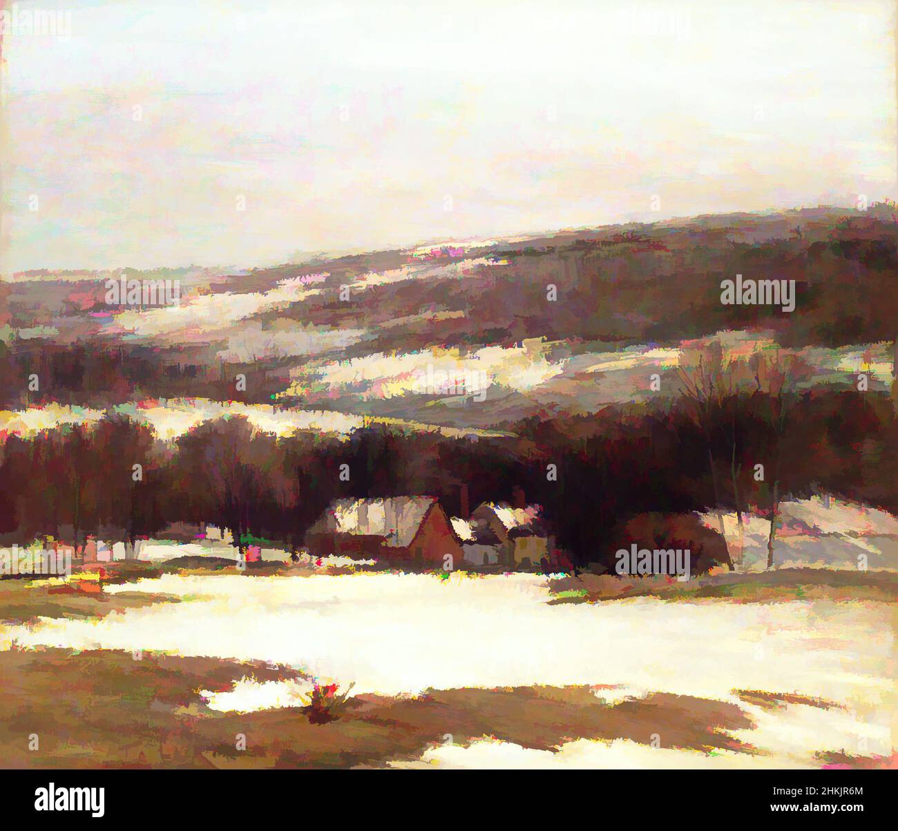 Art inspiré par Winter Landscape, Alexander Theobald van Laer, cuisine américaine, 1857-1920, huile sur toile, ca. 1907, 32 3/16 x 27 15/16 po, 81,8 x 71 cm, peinture américaine, grange, env. 1907, confortable, desolate, ferme, paysage, vie, huile sur toile, peinture, plaines, calme, Rouge, rural, saison, neige, oeuvres classiques modernisées par Artotop avec une touche de modernité. Formes, couleur et valeur, impact visuel accrocheur sur l'art émotions par la liberté d'œuvres d'art d'une manière contemporaine. Un message intemporel qui cherche une nouvelle direction créative. Artistes qui se tournent vers le support numérique et créent le NFT Artotop Banque D'Images