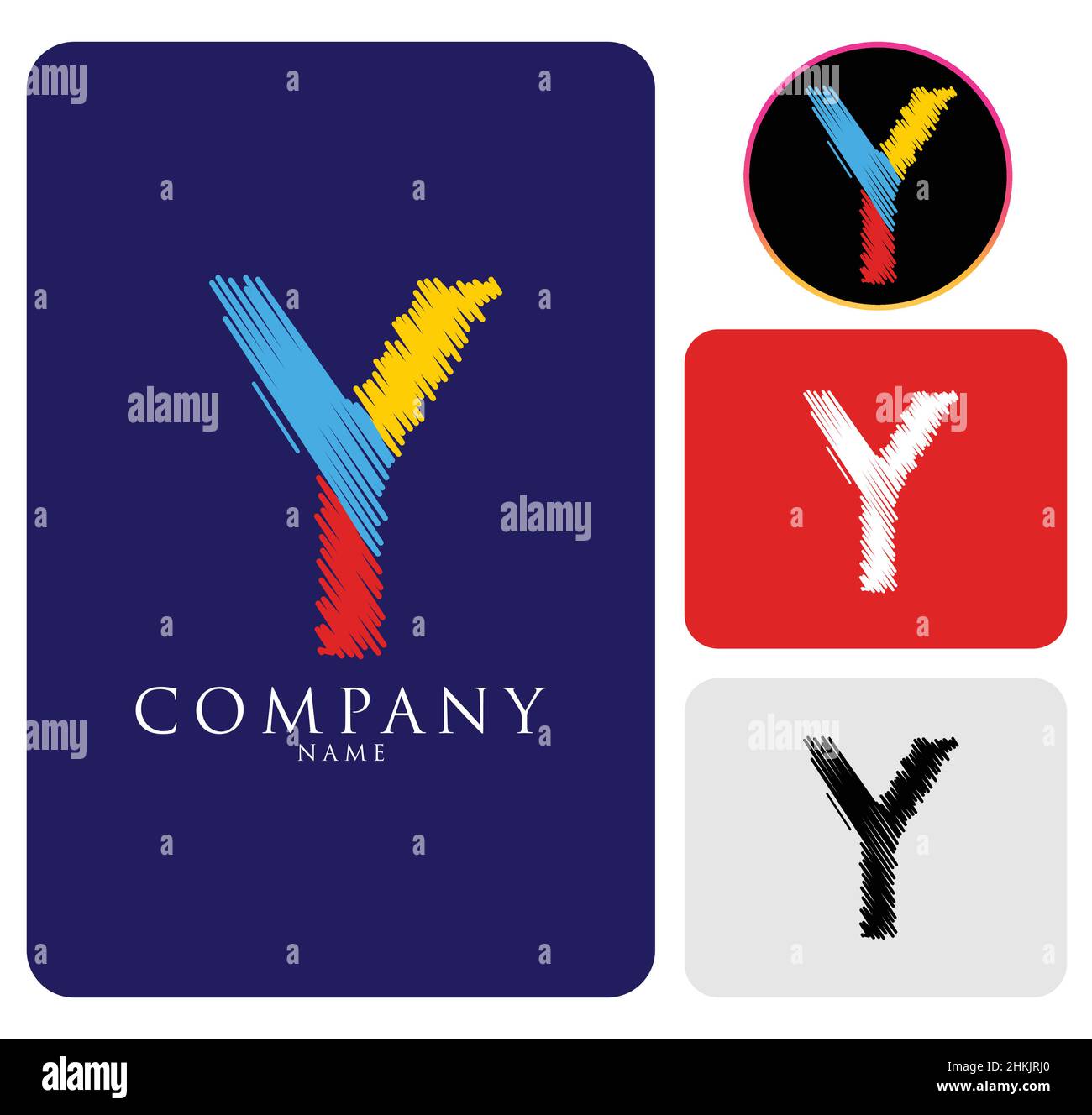 Alphabet coloré bleu, noir, rouge et blanc lettre abstraite y logo pour la société et l'entreprise.Icône de modèle d'entreprise complet Illustration de Vecteur