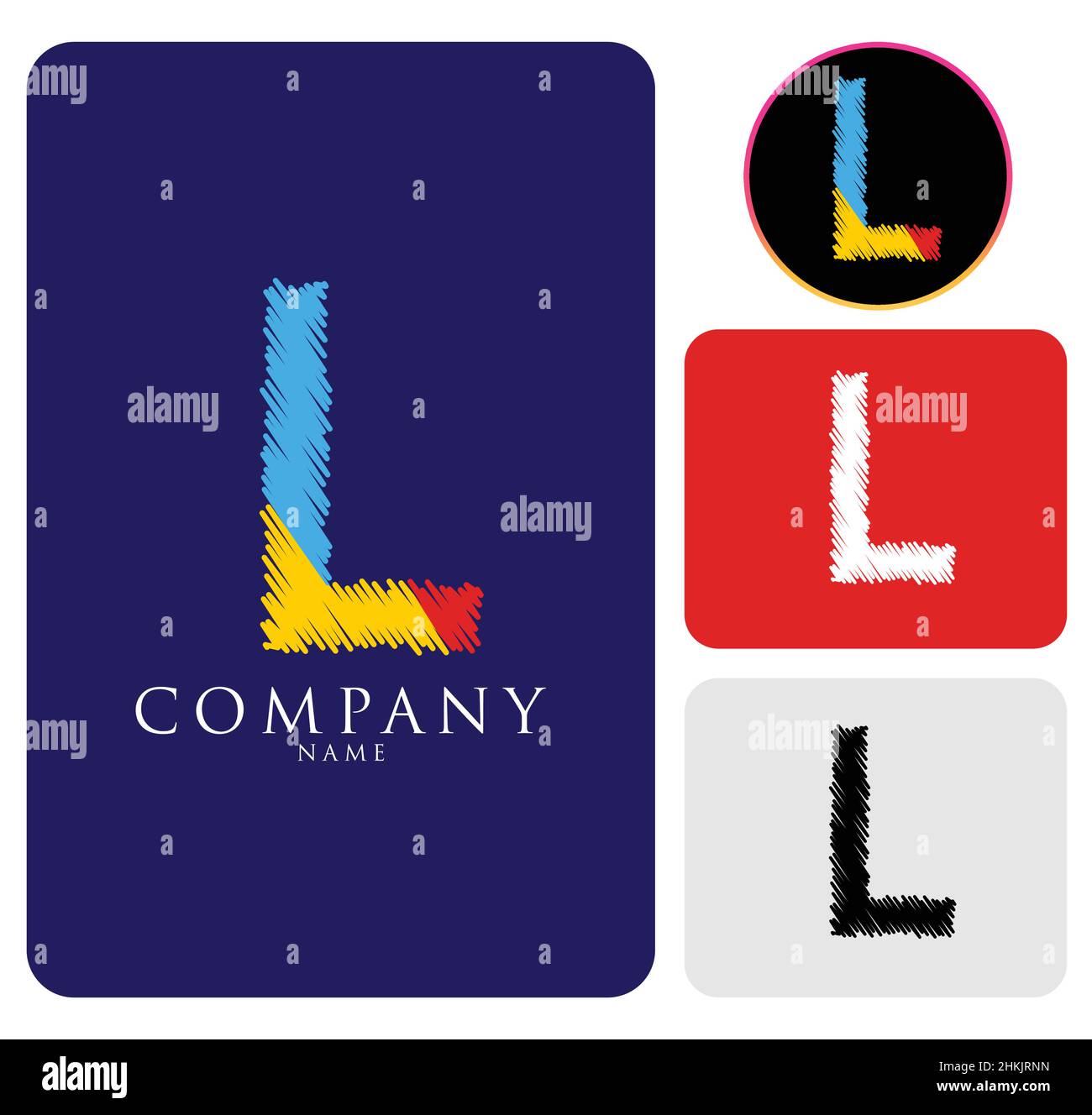 Alphabet bleu, noir, rouge et blanc coloré lettre abstraite L logo pour l'entreprise et l'entreprise.Icône de modèle d'entreprise complet Illustration de Vecteur
