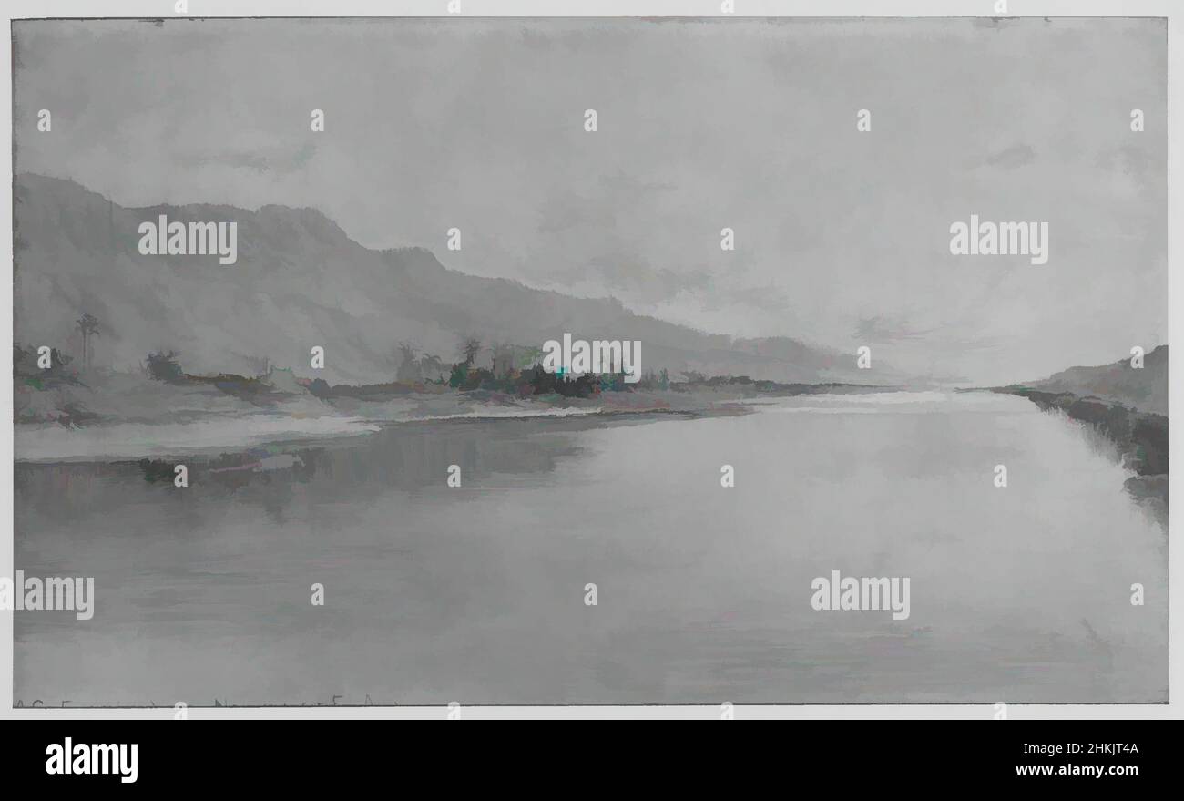 Art inspiré par le Nil, Grey Morning, Gebelain, Edwin Howland Blashfield, américain, 1848-1936, huile sur toile, env. 1886-1891, 10 15/16 x 18 5/16 po, 27,8 x 46,5 cm, 19th Century, américain, américain en Égypte, Edwin Howland Blashfield, egypte, gebelain, Gebelein, Gebeleyn, paysage, Œuvres classiques modernisées par Artotop avec une touche de modernité. Formes, couleur et valeur, impact visuel accrocheur sur l'art émotions par la liberté d'œuvres d'art d'une manière contemporaine. Un message intemporel qui cherche une nouvelle direction créative. Artistes qui se tournent vers le support numérique et créent le NFT Artotop Banque D'Images