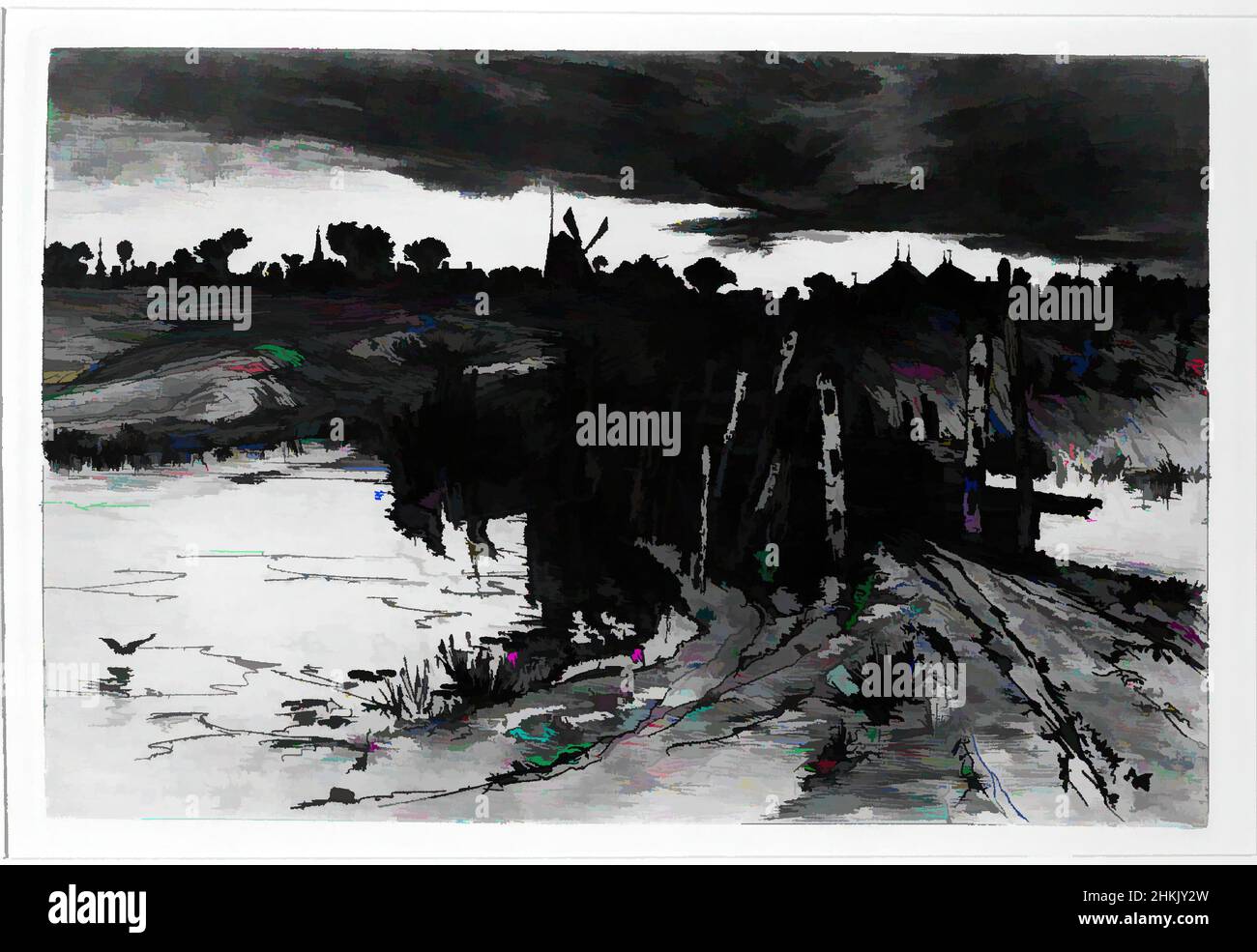 Art inspiré par Tween The Gloaming et le Mirk, quand le Kye vient à la maison, Mary Nimmo Moran, américaine, 1842-1899, Etching sur papier crème, 1883, feuille: 13 9/16 x 17 13/16 po, 34,4 x 45,2 cm, œuvres classiques modernisées par Artotop avec une touche de modernité. Formes, couleur et valeur, impact visuel accrocheur sur l'art émotions par la liberté d'œuvres d'art d'une manière contemporaine. Un message intemporel qui cherche une nouvelle direction créative. Artistes qui se tournent vers le support numérique et créent le NFT Artotop Banque D'Images