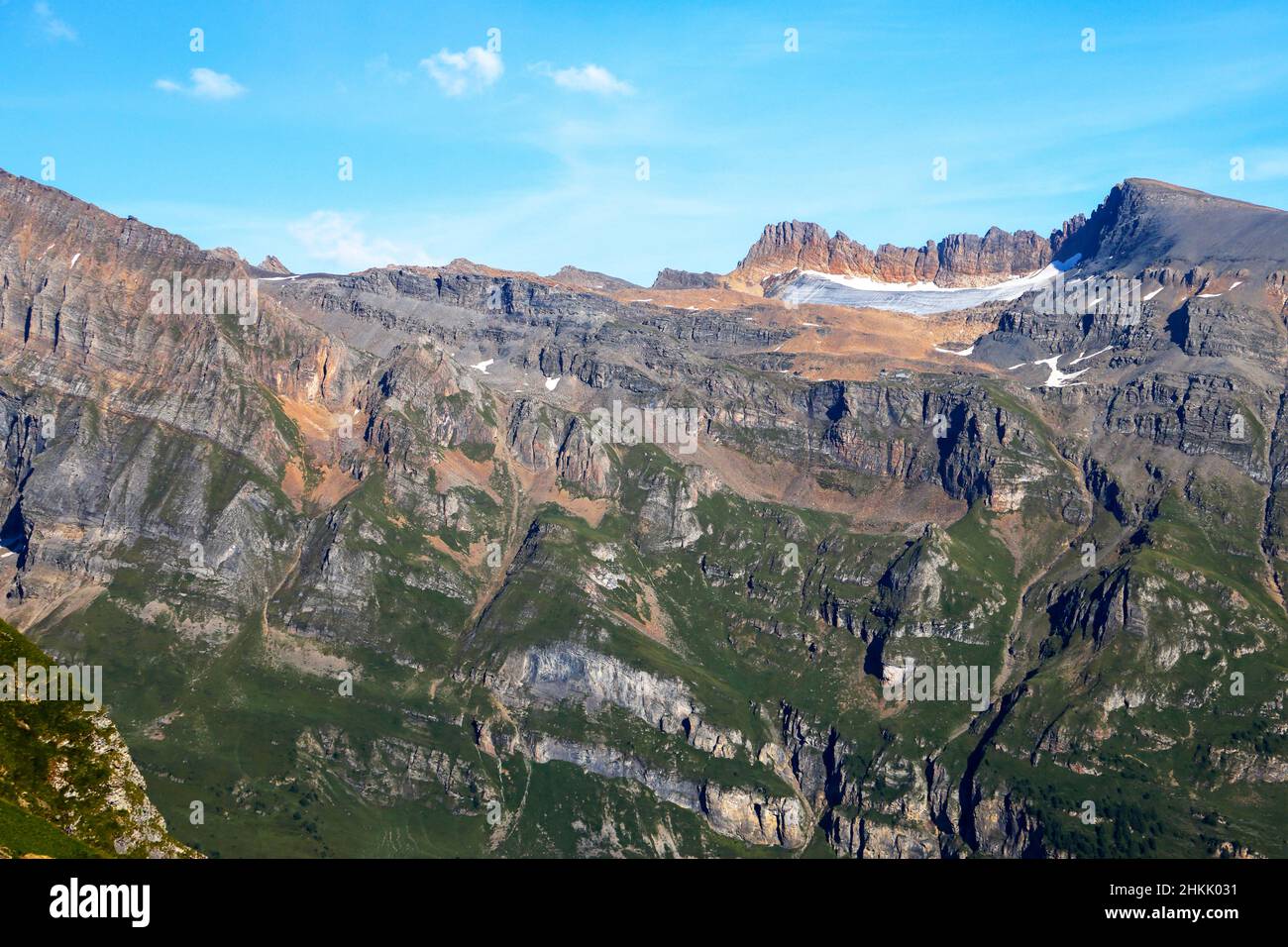 Glacier Loetschen, vue depuis le col de Gemmi, Suisse, Valais, Leukerbad Banque D'Images