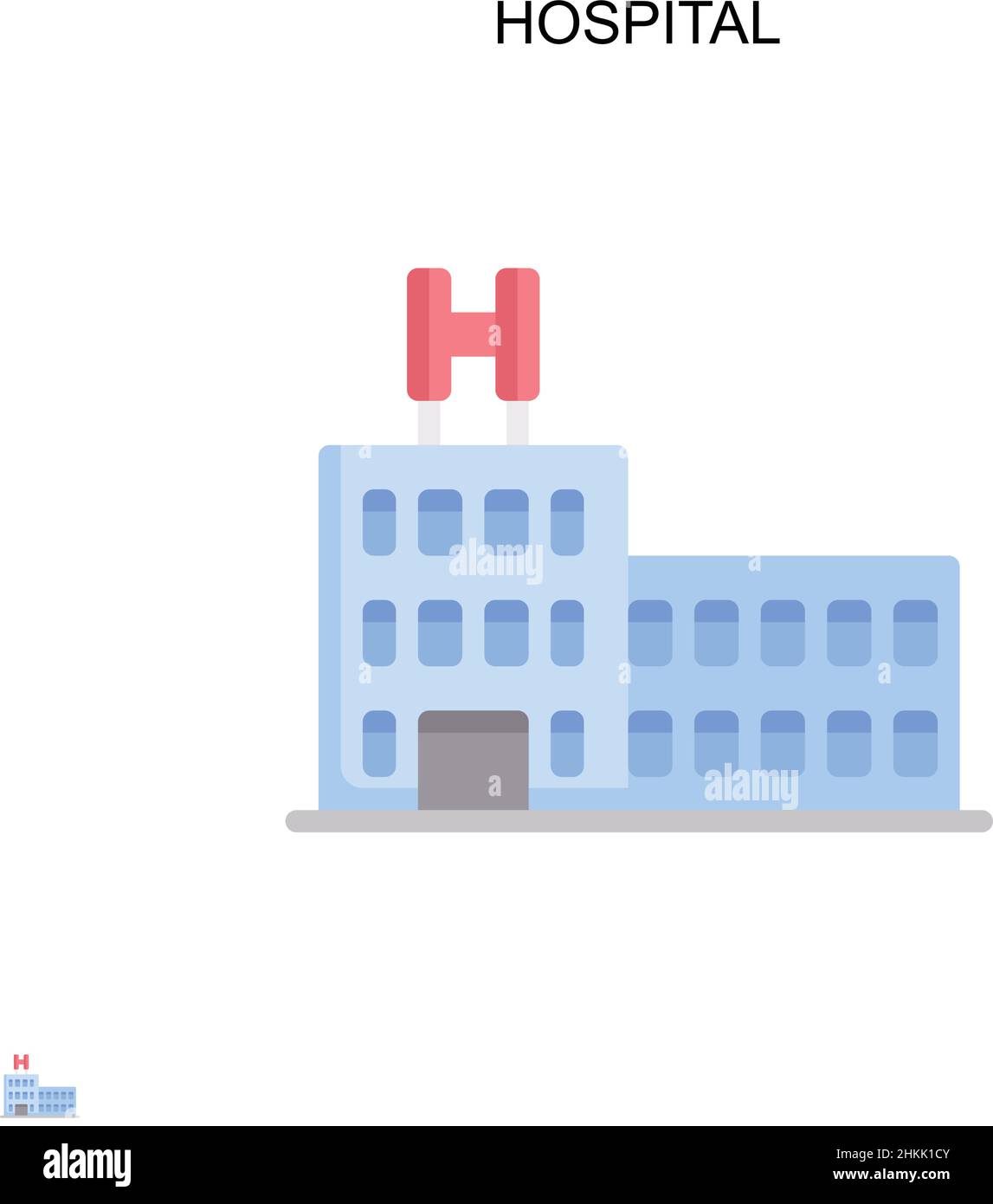 Icône de vecteur simple de l'hôpital.Modèle de conception de symbole d'illustration pour élément d'interface utilisateur Web mobile. Illustration de Vecteur