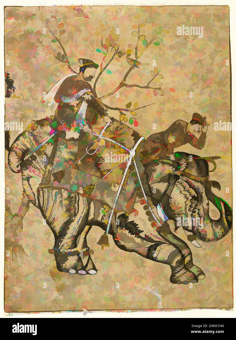 Art inspiré par l'éléphant de décrochage, Indien, encre, or et aquarelle sur papier, Deccan, Inde, mi-17th siècle, feuille: 6 1/2 x 4 7/8 po., 16,5 x 12,4 cm, animal, ankus, couverture, Deccan, Éléphant, or, Inde, encre, mahouts, homme, homme contre nature, milieu du 17th siècle, noble, orné, Paper, Classic œuvres modernisées par Artotop avec une touche de modernité. Formes, couleur et valeur, impact visuel accrocheur sur l'art émotions par la liberté d'œuvres d'art d'une manière contemporaine. Un message intemporel qui cherche une nouvelle direction créative. Artistes qui se tournent vers le support numérique et créent le NFT Artotop Banque D'Images