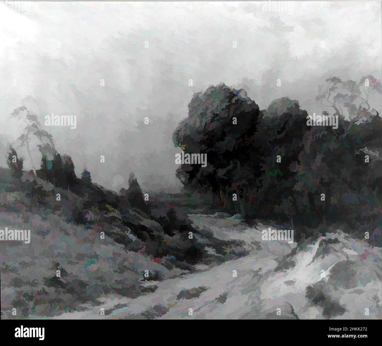 Art inspiré par Landscape, Moonrise, Gustave Wiegand, cuisine américaine, 1870-1937, Huile sur toile, 1901, 40 1/16 x 48 1/8 po, 101,8 x 122,2 cm, 1901, 20th Century, Paysage, huile sur toile, Peinture, chemin, ciel, arbres, oeuvres classiques modernisées par Artotop avec une touche de modernité. Formes, couleur et valeur, impact visuel accrocheur sur l'art émotions par la liberté d'œuvres d'art d'une manière contemporaine. Un message intemporel qui cherche une nouvelle direction créative. Artistes qui se tournent vers le support numérique et créent le NFT Artotop Banque D'Images