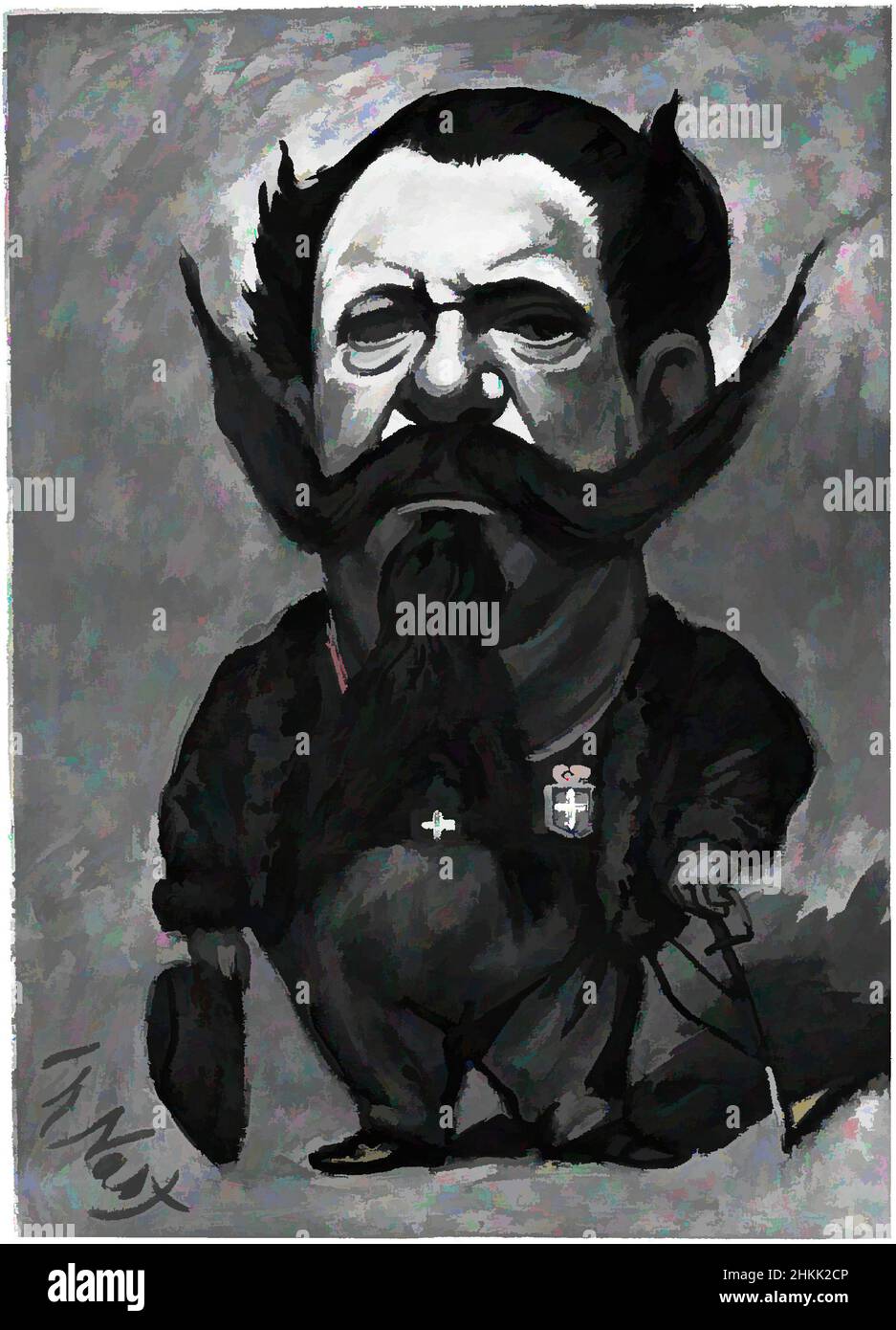 Art inspiré par la caricature du roi Victor Emmanuel II, Thomas Nast, américain, 1840-1902, huile sur toile, États-Unis, 1866, 47 15/16 x 35 13/16 po, 121,8 x 91 cm, noir et blanc, caricature, poils du visage, Italie, Roi, homme, corps miniature, moustache, moustache, Huile sur toile, peinture, œuvres classiques modernisées par Artotop avec une touche de modernité. Formes, couleur et valeur, impact visuel accrocheur sur l'art émotions par la liberté d'œuvres d'art d'une manière contemporaine. Un message intemporel qui cherche une nouvelle direction créative. Artistes qui se tournent vers le support numérique et créent le NFT Artotop Banque D'Images