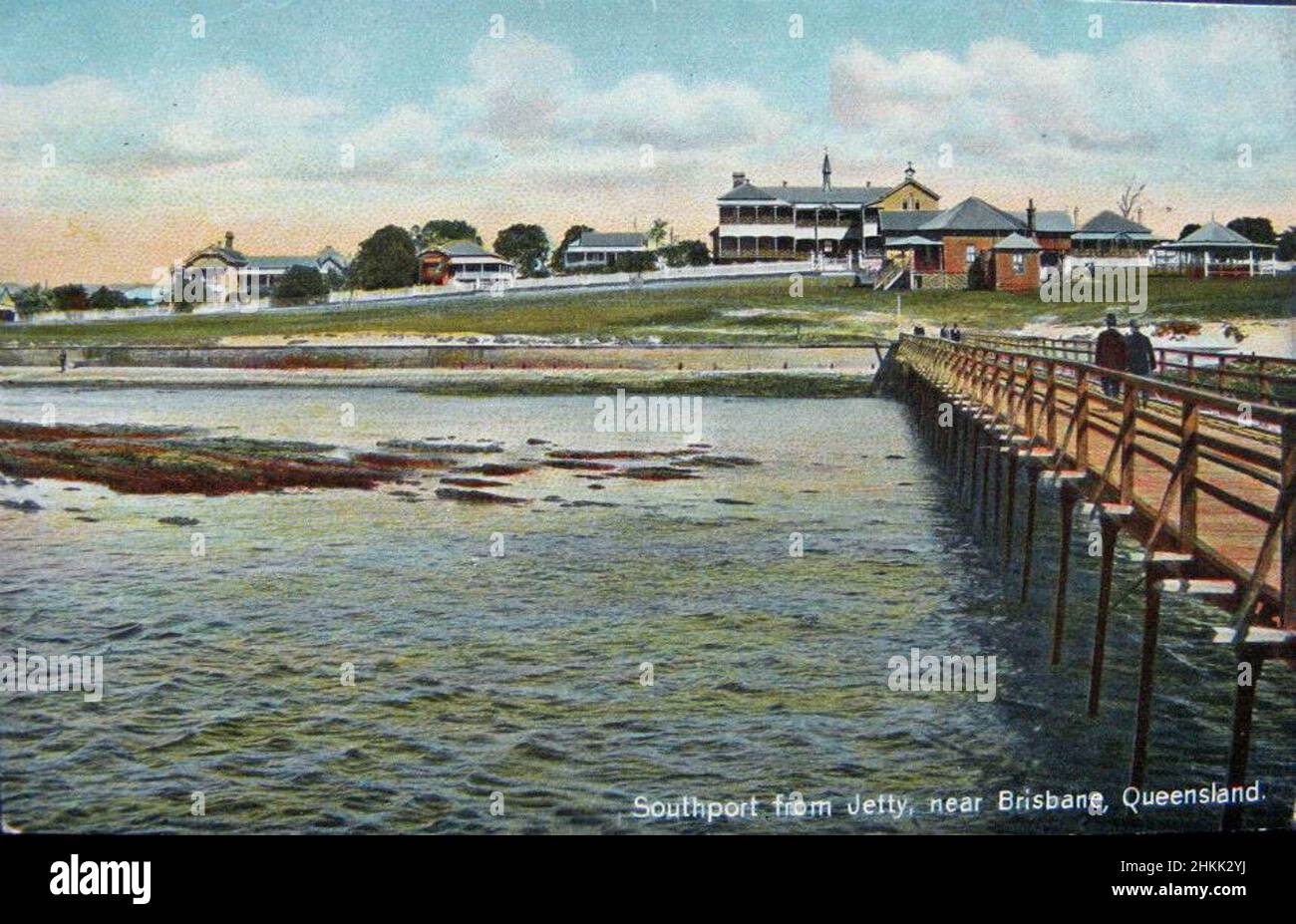 Southport de Jetty, près de Brisbane, Queensland, Australie - vers 1910 Banque D'Images