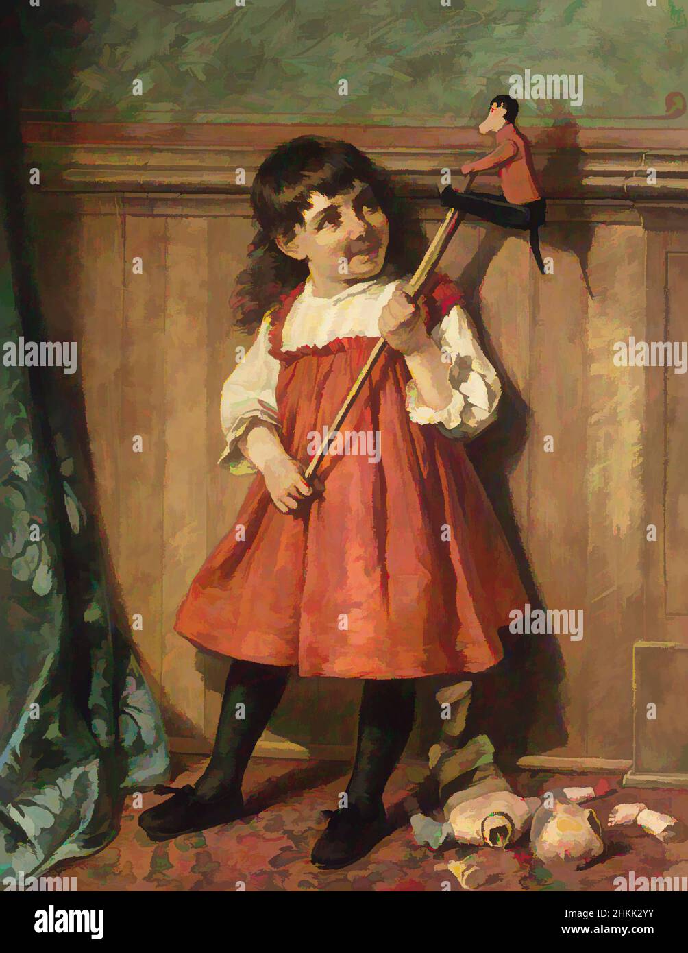 Art inspiré par Comedy and Tragedy, John Barnard Whittaker, cuisine américaine, 1836-1926, huile sur toile, 1883, 44 3/8 x 34 1/8 po, 112,7 x 86,6 cm, américain, cassé, enfant, clown, comédie, comique, poupée, robe, jeu, Fille, John Barnard Whittaker, petit, singe, peinture, Bâton, jouet, tragédie, oeuvres classiques modernisées par Artotop avec une touche de modernité. Formes, couleur et valeur, impact visuel accrocheur sur l'art émotions par la liberté d'œuvres d'art d'une manière contemporaine. Un message intemporel qui cherche une nouvelle direction créative. Artistes qui se tournent vers le support numérique et créent le NFT Artotop Banque D'Images