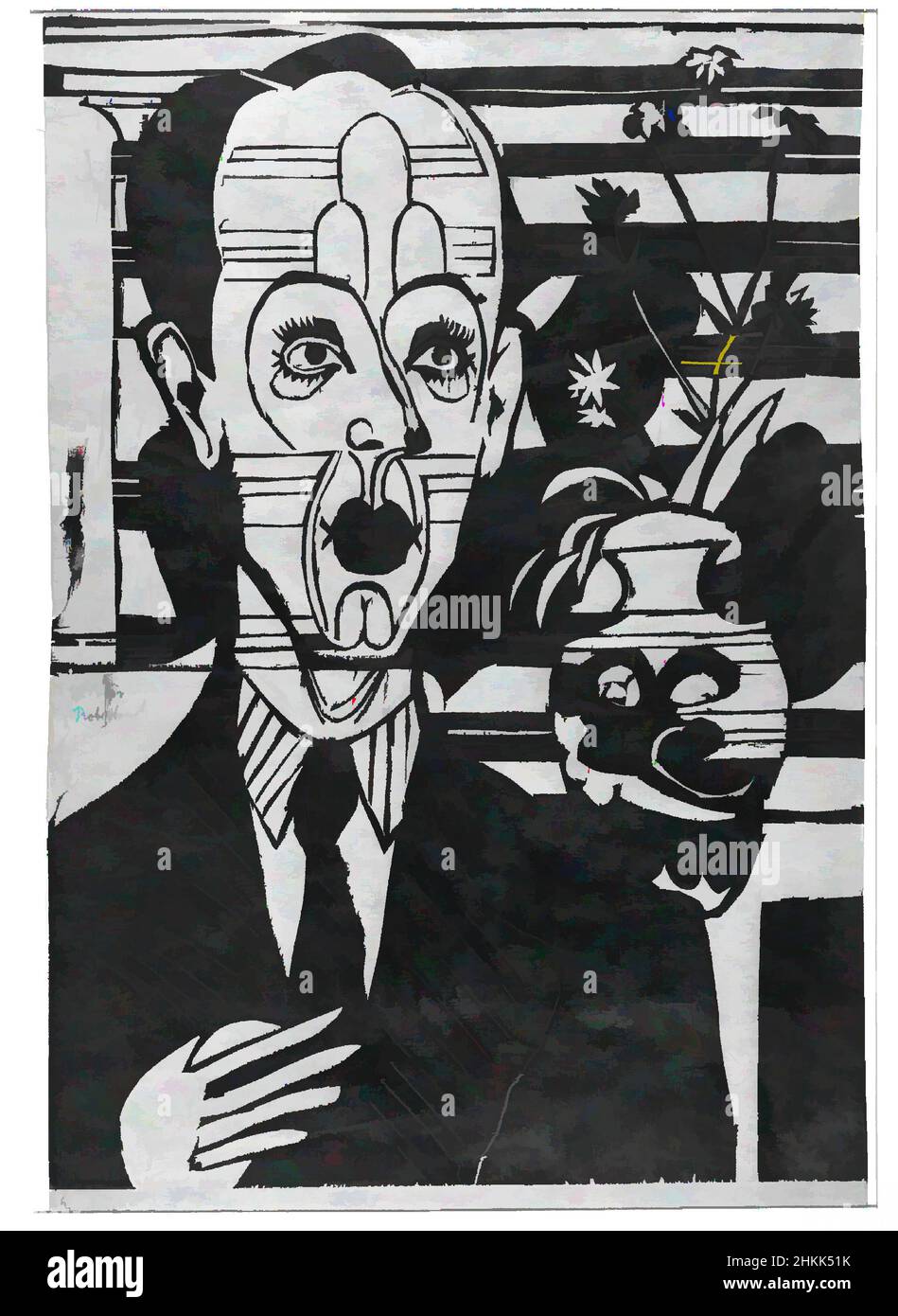 Art inspiré par Portrait du Dr. Huggler, Bildnis Dr. Huggler, Ernst Ludwig Kirchner, allemand, 1880-1938, Coupe de bois sur papier laqué mince, Allemagne, 1935, image: 19 1/2 x 13 3/4 po., 49,5 x 34,9 cm, oeuvres classiques modernisées par Artotop avec une touche de modernité. Formes, couleur et valeur, impact visuel accrocheur sur l'art émotions par la liberté d'œuvres d'art d'une manière contemporaine. Un message intemporel qui cherche une nouvelle direction créative. Artistes qui se tournent vers le support numérique et créent le NFT Artotop Banque D'Images