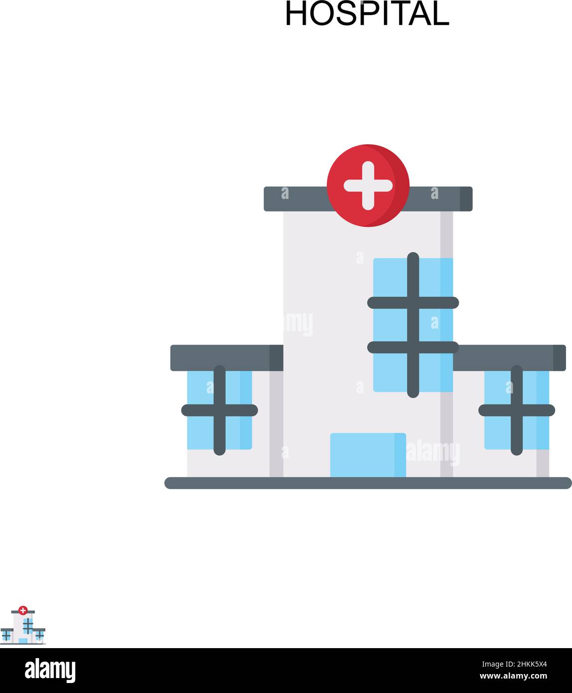 Icône de vecteur simple de l'hôpital.Modèle de conception de symbole d'illustration pour élément d'interface utilisateur Web mobile. Illustration de Vecteur
