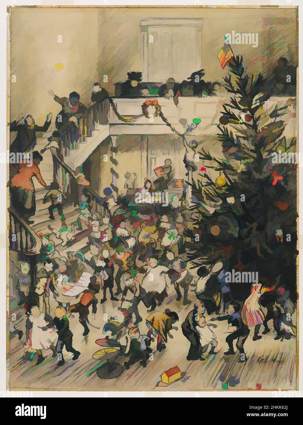 Art inspiré par Merry Christmas, Yuletide Revels, William Glackens, cuisine américaine, 1870-1938, Graphite, crayon conté, encre et aquarelle transparente et opaque sur panneau laminé collé sur panneau à pâte de bois, env. 1910, feuille: 24 3/8 x 18 1/2 po, 61,9 x 47 cm, 20th Century, American, american, Classic œuvres modernisées par Artotop avec une touche de modernité. Formes, couleur et valeur, impact visuel accrocheur sur l'art émotions par la liberté d'œuvres d'art d'une manière contemporaine. Un message intemporel qui cherche une nouvelle direction créative. Artistes qui se tournent vers le support numérique et créent le NFT Artotop Banque D'Images