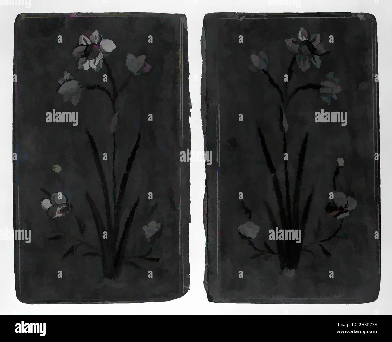 Art inspiré par paire de couvertures de livres, laqué, Iran, 6 1/2 x 3 15/16 po., 16,5 x 10 cm chacun, œuvres classiques modernisées par Artotop avec une touche de modernité. Formes, couleur et valeur, impact visuel accrocheur sur l'art émotions par la liberté d'œuvres d'art d'une manière contemporaine. Un message intemporel qui cherche une nouvelle direction créative. Artistes qui se tournent vers le support numérique et créent le NFT Artotop Banque D'Images