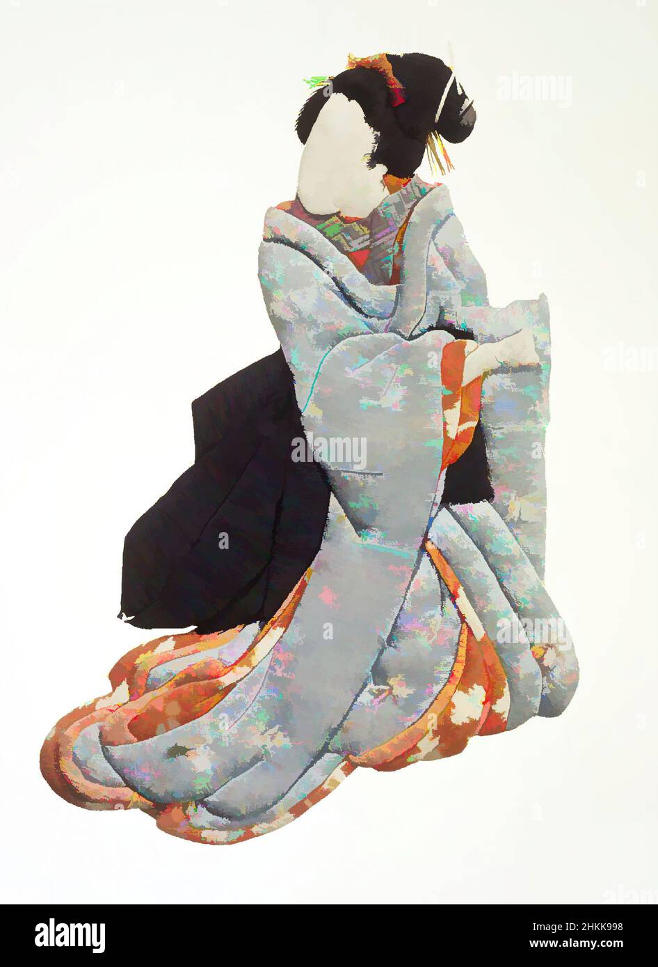 Art inspiré par Oshi-e, « Push Picture », A Geisha, animatrice féminine, tissu et carton, Japon, 19th siècle, période Meiji, 8 1/2 x 6 1/2 po., 21,6 x 16,5 cm, oeuvres classiques modernisées par Artotop avec une touche de modernité. Formes, couleur et valeur, impact visuel accrocheur sur l'art émotions par la liberté d'œuvres d'art d'une manière contemporaine. Un message intemporel qui cherche une nouvelle direction créative. Artistes qui se tournent vers le support numérique et créent le NFT Artotop Banque D'Images