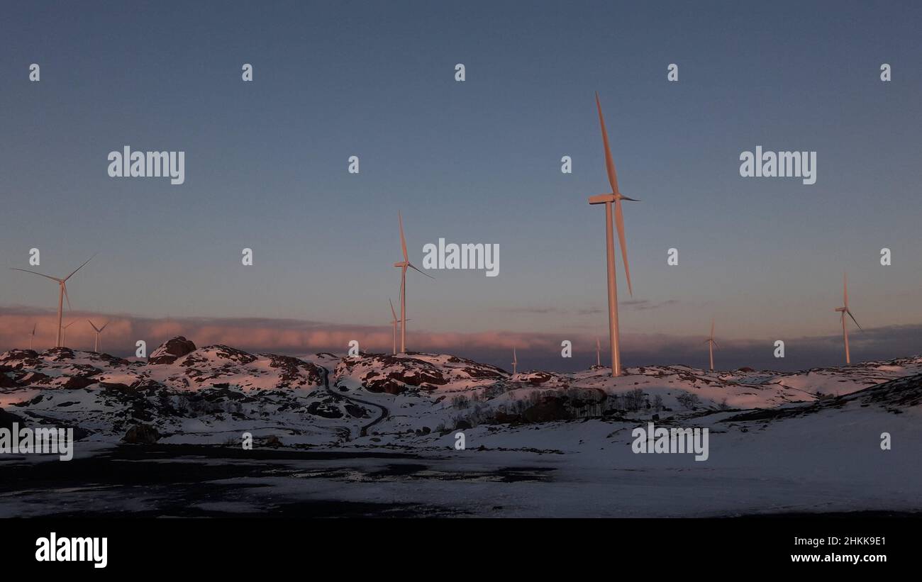 Windturbines dans la neige Banque D'Images