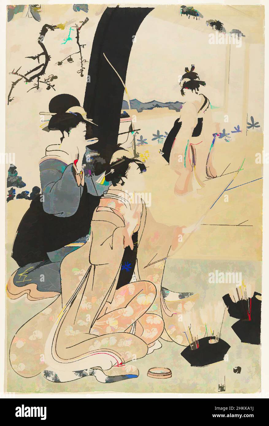 Art inspiré par les jeunes Samurai et les femmes Attendants pratiquant le tir à l'arc, moitié d'un diptych, Utagawa Toyokuni, japonais, 1769-1825, imprimé Woodblock, Japon, env. 1800, période Edo, 15 1/8 x 10 po, 38,4 x 25,4 cm, tir à l'arc, flèches, arc et flèche, kimono, Dames, loisirs, plein air, oeuvres classiques modernisées par Artotop avec une touche de modernité. Formes, couleur et valeur, impact visuel accrocheur sur l'art émotions par la liberté d'œuvres d'art d'une manière contemporaine. Un message intemporel qui cherche une nouvelle direction créative. Artistes qui se tournent vers le support numérique et créent le NFT Artotop Banque D'Images