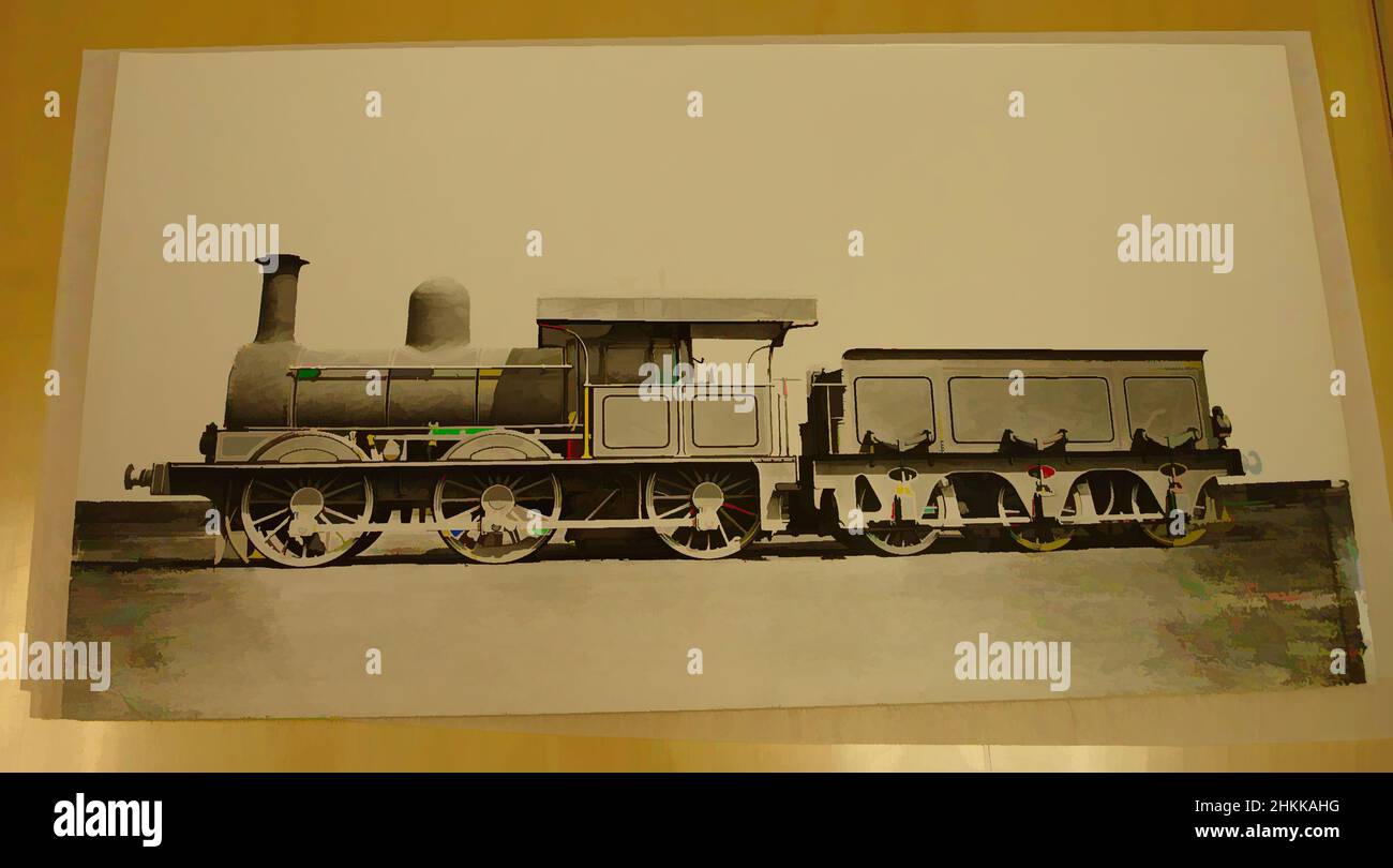 Art inspiré par Untitled, Dubs, photographie d'argent d'albumine, ca. 1870s, 8 1/2 x 15 1/2in., 21,6 x 39,4cm, 19thC, locomotive, moteur à vapeur, Train, œuvres classiques modernisées par Artotop avec une touche de modernité. Formes, couleur et valeur, impact visuel accrocheur sur l'art émotions par la liberté d'œuvres d'art d'une manière contemporaine. Un message intemporel qui cherche une nouvelle direction créative. Artistes qui se tournent vers le support numérique et créent le NFT Artotop Banque D'Images