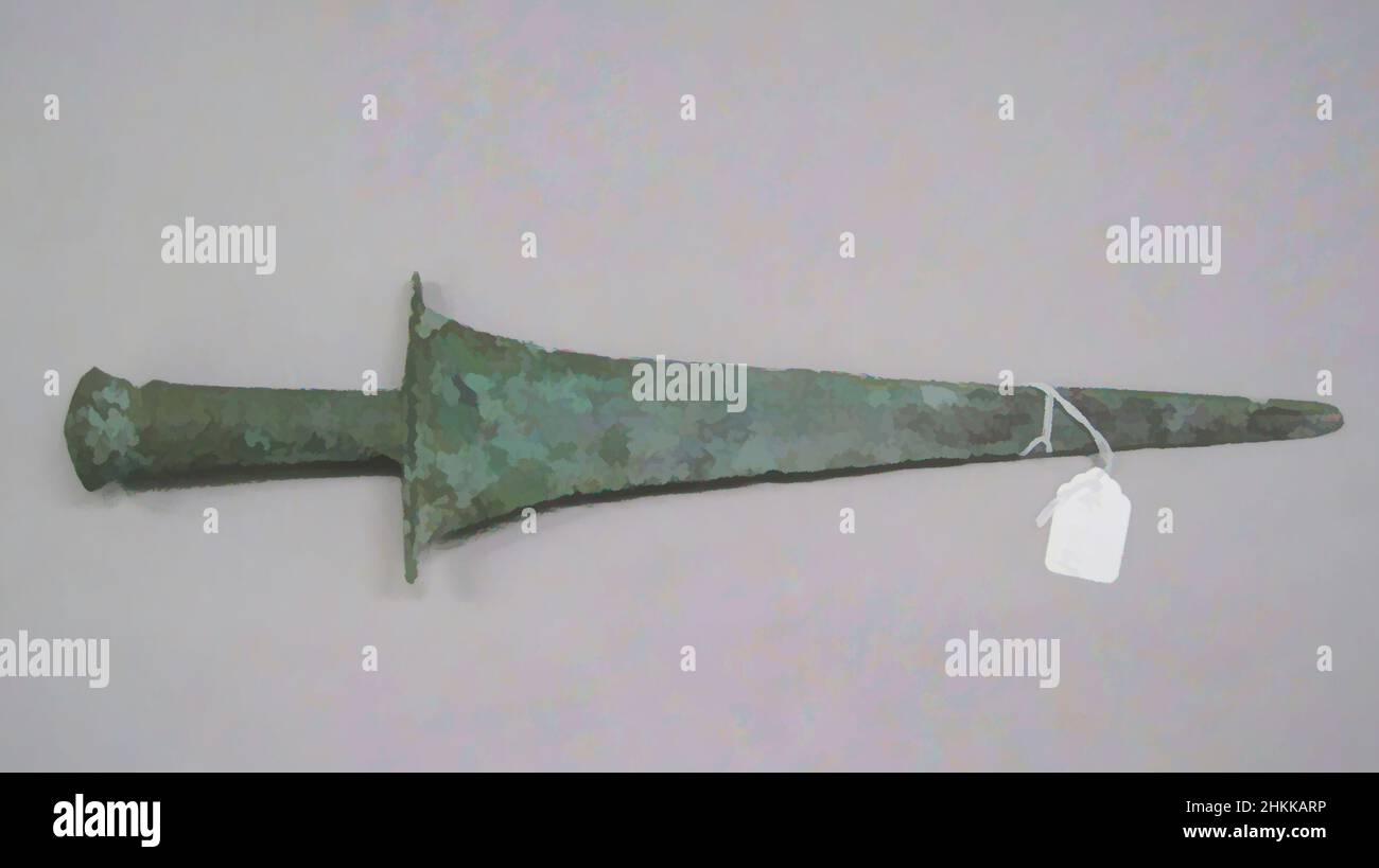 Art inspiré par Dagger avec des images figurales sur la poignée, Dian, Bronze, Yunnan, Chine, 481-221 B.C. E., Warring States Period, 1 x 5 3/16in., 2,5 x 13,1cm, oeuvres classiques modernisées par Artotop avec une touche de modernité. Formes, couleur et valeur, impact visuel accrocheur sur l'art émotions par la liberté d'œuvres d'art d'une manière contemporaine. Un message intemporel qui cherche une nouvelle direction créative. Artistes qui se tournent vers le support numérique et créent le NFT Artotop Banque D'Images