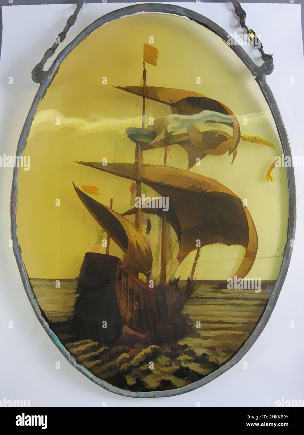 Art inspiré par la peinture sur verre, verre, peinture, plomb, 19th siècle, 10 1/4 x 7 1/2 po, 26 x 19,1 cm, œuvres classiques modernisées par Artotop avec une touche de modernité. Formes, couleur et valeur, impact visuel accrocheur sur l'art émotions par la liberté d'œuvres d'art d'une manière contemporaine. Un message intemporel qui cherche une nouvelle direction créative. Artistes qui se tournent vers le support numérique et créent le NFT Artotop Banque D'Images