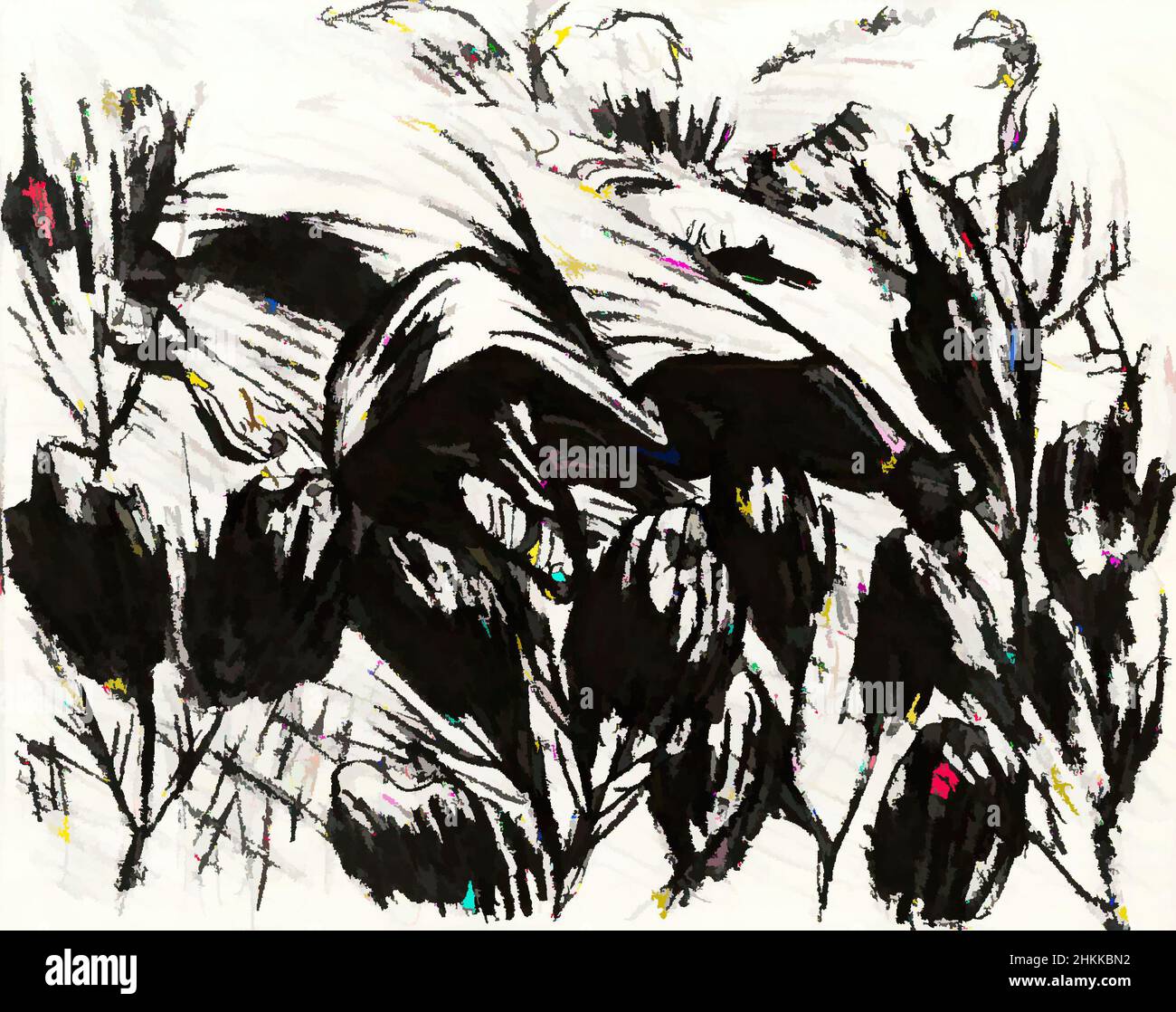 Art inspiré par The Shot, Der Schuss, le pauvre cousin, Der Arme Vetter, planche 11, Ernst Barlach, allemand, 1870-1938, Lithographie sur papier vélin, Allemagne, 1919, feuille: 15 x 19 3/16 po., 38,1 x 48,7 cm, œuvres classiques modernisées par Artotop avec une touche de modernité. Formes, couleur et valeur, impact visuel accrocheur sur l'art émotions par la liberté d'œuvres d'art d'une manière contemporaine. Un message intemporel qui cherche une nouvelle direction créative. Artistes qui se tournent vers le support numérique et créent le NFT Artotop Banque D'Images