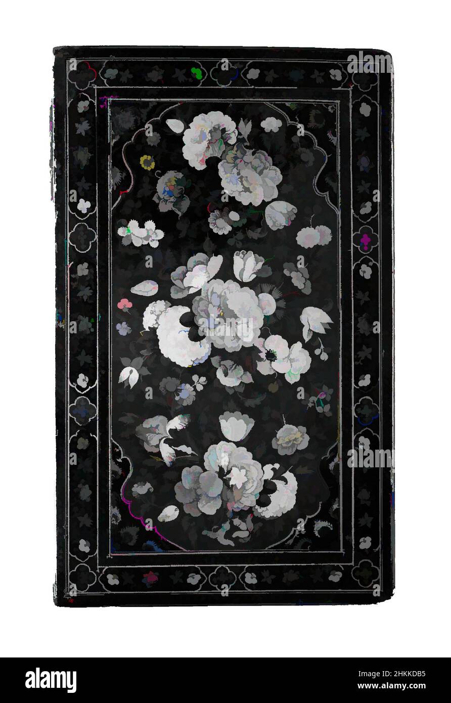 Art inspiré par la housse de miroir, Lacquer, maché en papier, 1854-1855, période de Qentra, 6 x 10 po, 15,2 x 25,4 cm, étui, couvercle, fleurs, articulé, Laque, maché, miroir, papier, oeuvres classiques modernisées par Artotop avec une touche de modernité. Formes, couleur et valeur, impact visuel accrocheur sur l'art émotions par la liberté d'œuvres d'art d'une manière contemporaine. Un message intemporel qui cherche une nouvelle direction créative. Artistes qui se tournent vers le support numérique et créent le NFT Artotop Banque D'Images