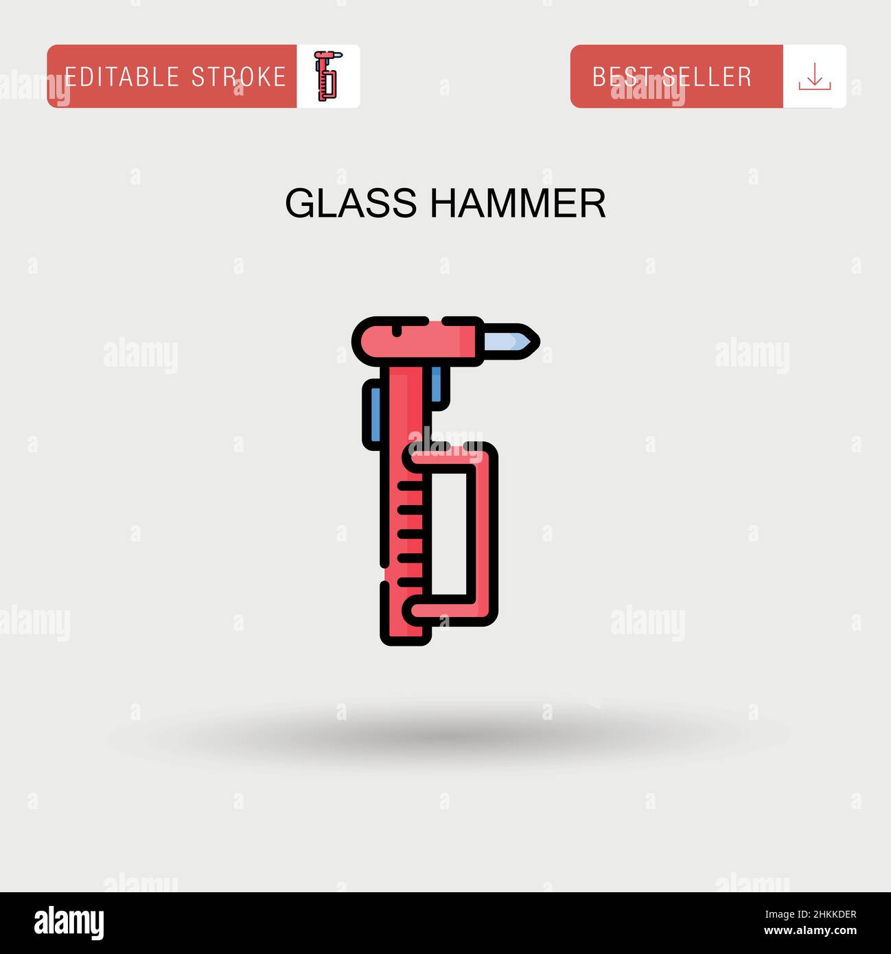 Icône vecteur simple marteau en verre. Illustration de Vecteur