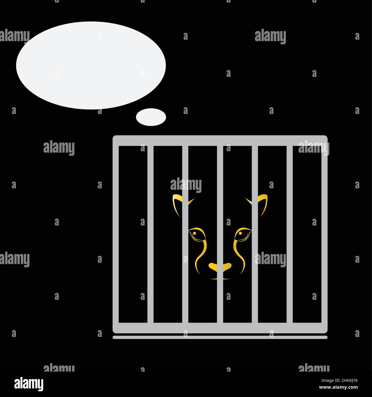 Image vectorielle d'un guépard piégé dans une cage.Illustration vectorielle superposée facile à modifier. Illustration de Vecteur