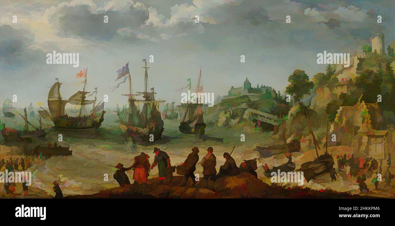 Art inspiré par les navires sur une côte rocheuse, Adam Willaerts, 1621, œuvres classiques modernisées par Artotop avec une touche de modernité. Formes, couleur et valeur, impact visuel accrocheur sur l'art émotions par la liberté d'œuvres d'art d'une manière contemporaine. Un message intemporel qui cherche une nouvelle direction créative. Artistes qui se tournent vers le support numérique et créent le NFT Artotop Banque D'Images