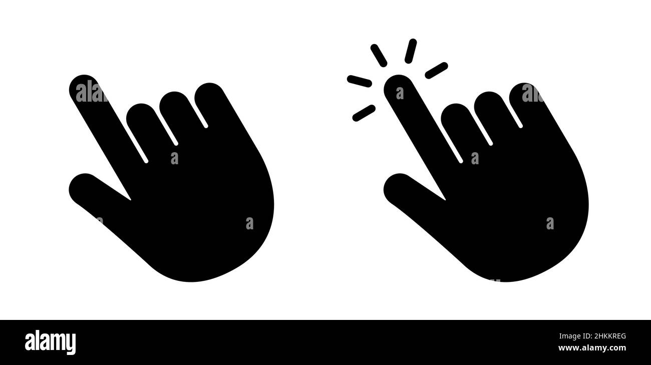 Cliquez à la main sur l'icône tactile et bouton-poussoir Illustration de Vecteur