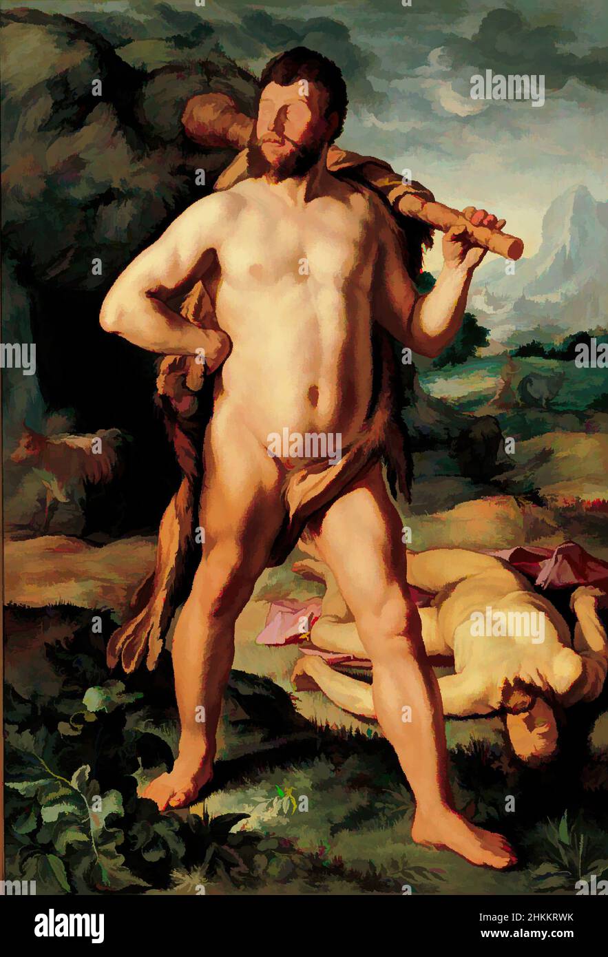 Art inspiré par Hercules et Cacus, Hendrick Goltzius, 1613, oeuvres classiques modernisées par Artotop avec une touche de modernité. Formes, couleur et valeur, impact visuel accrocheur sur l'art émotions par la liberté d'œuvres d'art d'une manière contemporaine. Un message intemporel qui cherche une nouvelle direction créative. Artistes qui se tournent vers le support numérique et créent le NFT Artotop Banque D'Images