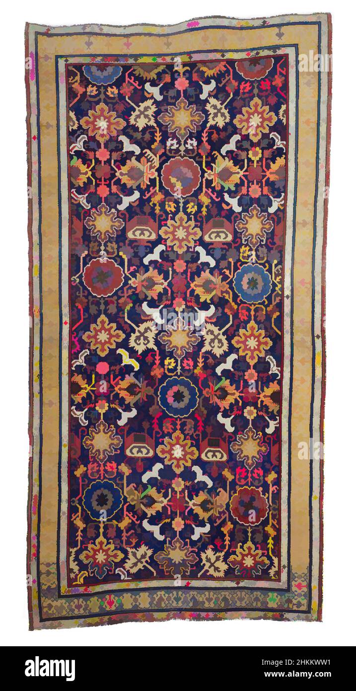 Art inspiré par Kuba Carpet avec motif Afshan sur sol bleu, Transcaucasien, début du 19th siècle, Laine, Kuba, Kuba raion, Caucase, Azerbaïdjan, Asie, Karabagh, Herat, Caucase, Afghanistan, Asie, couvertures et tentures, textiles, 12 pi. 7 po x 75 po (383,5 x 190,5 cm, œuvres classiques modernisées par Artotop avec une touche de modernité. Formes, couleur et valeur, impact visuel accrocheur sur l'art émotions par la liberté d'œuvres d'art d'une manière contemporaine. Un message intemporel qui cherche une nouvelle direction créative. Artistes qui se tournent vers le support numérique et créent le NFT Artotop Banque D'Images