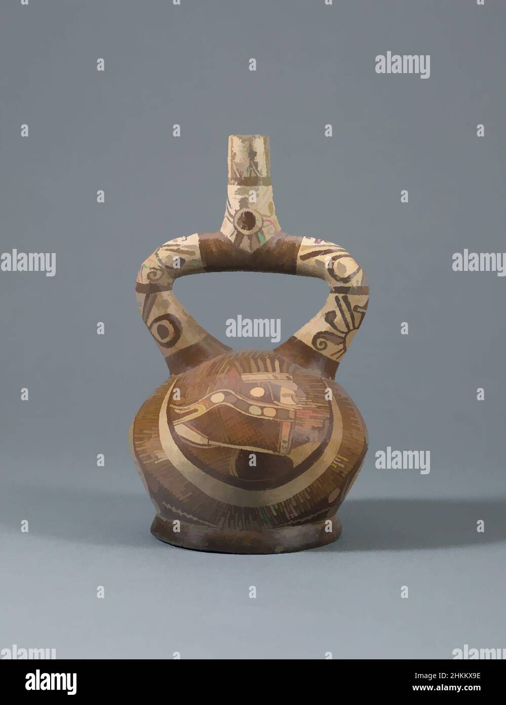 Art inspiré par Stirrup bec Vessel avec motifs peints, Moche, Middle Horizon, c.164-1000, c.164-800, Céramique avec pigment, faite à Chepen, la Libertad département, Perú, Amérique du Sud, Site de San José de Moro, céramique, conteneurs, 8 1/2 x 5 x 5 po. (21,6 x 12,7 x 12,7 cm, œuvres classiques modernisées par Artotop avec une touche de modernité. Formes, couleur et valeur, impact visuel accrocheur sur l'art émotions par la liberté d'œuvres d'art d'une manière contemporaine. Un message intemporel qui cherche une nouvelle direction créative. Artistes qui se tournent vers le support numérique et créent le NFT Artotop Banque D'Images Art inspiré par Stirrup bec Vessel avec motifs peints, Moche, Middle Horizon, c.164-1000, c.164-800, Céramique avec pigment, faite à Chepen, la Libertad département, Perú, Amérique du Sud, Site de San José de Moro, céramique, conteneurs, 8 1/2 x 5 x 5 po. (21,6 x 12,7 x 12,7 cm, œuvres classiques modernisées par Artotop avec une touche de modernité. Formes, couleur et valeur, impact visuel accrocheur sur l'art émotions par la liberté d'œuvres d'art d'une manière contemporaine. Un message intemporel qui cherche une nouvelle direction créative. Artistes qui se tournent vers le support numérique et créent le NFT Artotop Banque D'Images