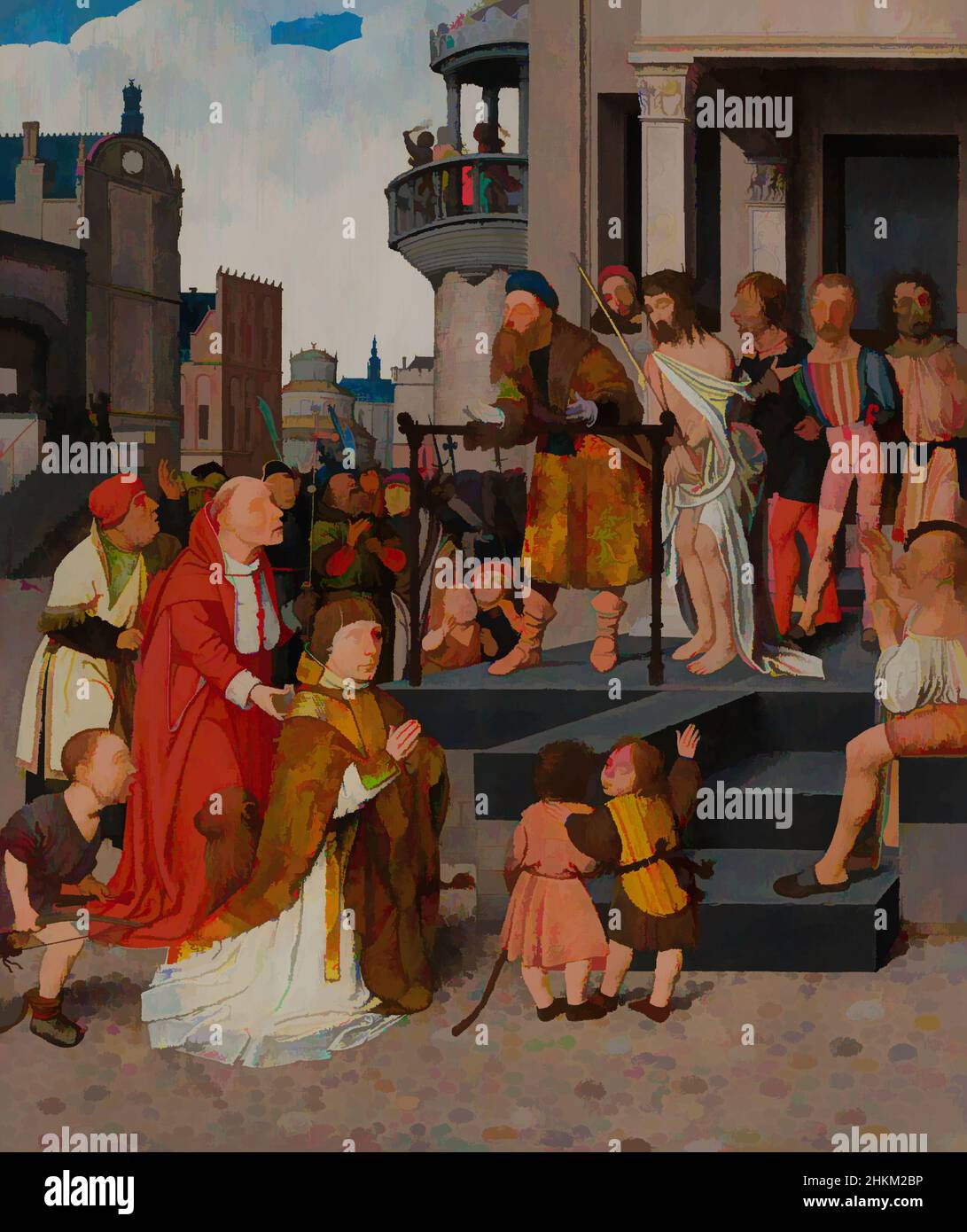 Art inspiré par le Christ montré au peuple, Jan Mostaert, Netherlandish du Nord, actif c.1475-1555/56, c.1515, Huile sur panneau, fabriqué aux pays-Bas, en Europe, peintures, 21 15/16 x 18 5/8 po. (55,7 x 47,3 cm, œuvres classiques modernisées par Artotop avec une touche de modernité. Formes, couleur et valeur, impact visuel accrocheur sur l'art émotions par la liberté d'œuvres d'art d'une manière contemporaine. Un message intemporel qui cherche une nouvelle direction créative. Artistes qui se tournent vers le support numérique et créent le NFT Artotop Banque D'Images