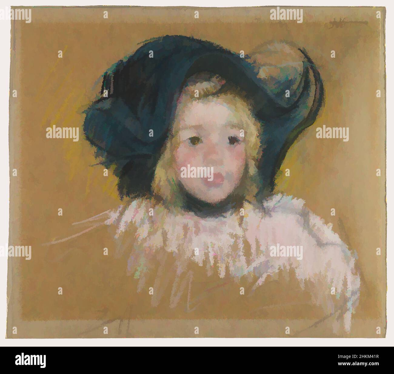 Art inspiré par le chef de Simone dans un Bonnet vert avec Wavy Brom (No 2), Mary Cassatt, américaine (France active), 1844-1926, c.1904, Pastel sur papier, fabriqué en France, en Europe, dessins et aquarelles, 16 x 17 7/8 cm (40,6 x 45,4 cm, œuvres classiques modernisées par Artotop avec une touche de modernité. Formes, couleur et valeur, impact visuel accrocheur sur l'art émotions par la liberté d'œuvres d'art d'une manière contemporaine. Un message intemporel qui cherche une nouvelle direction créative. Artistes qui se tournent vers le support numérique et créent le NFT Artotop Banque D'Images