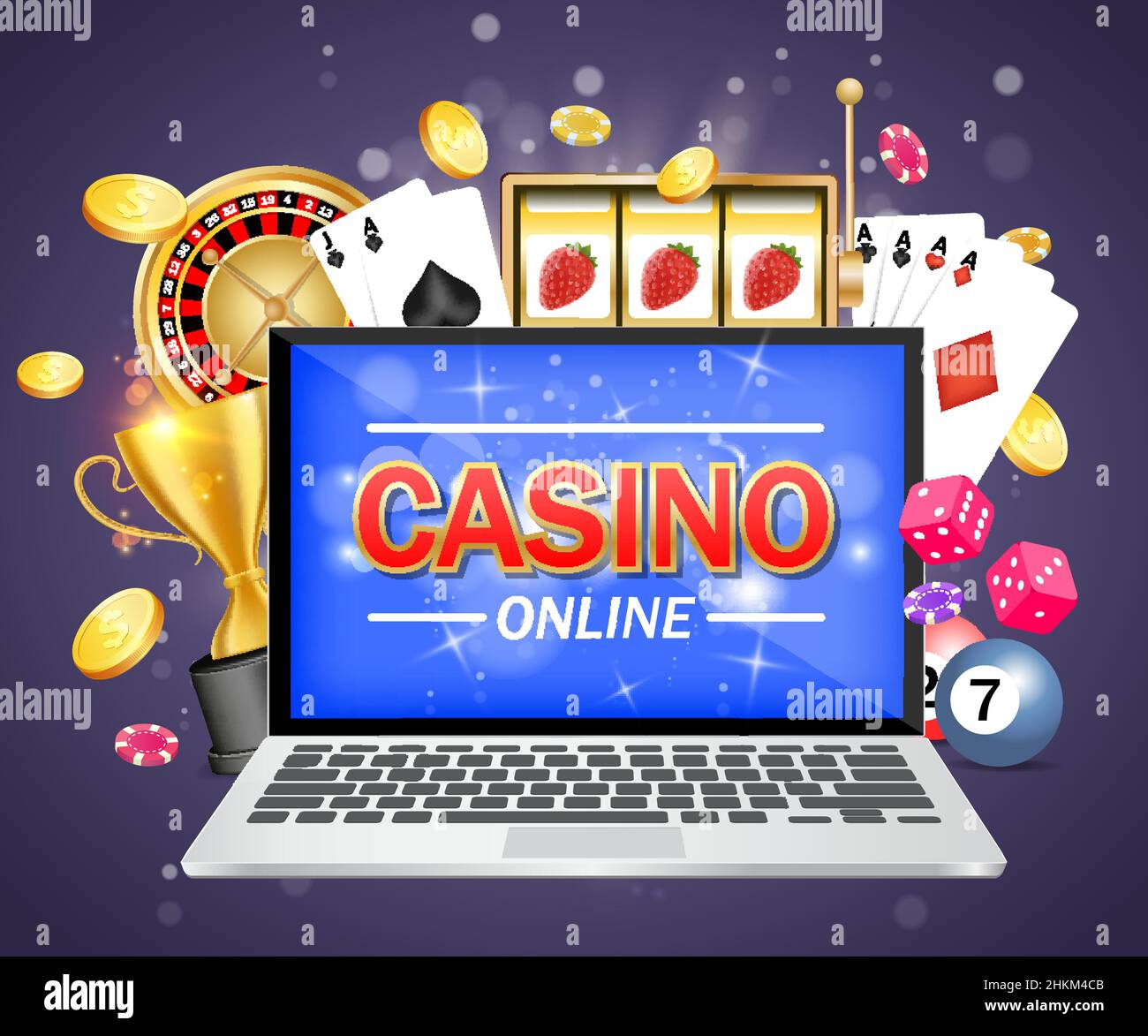 Modèle de conception de bannière d'affiche vectorielle de casino en ligne Illustration de Vecteur