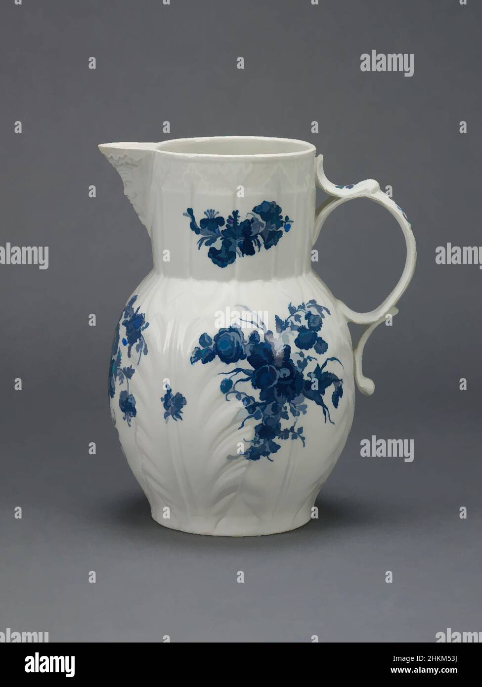 Art inspiré par la carafe masque de chou-feuilles, fabrique de porcelaine de Caughley, Caughley, Angleterre, actif 1775-1799, 1780-90, porcelaine émaillée avec sous-glaçure, décoration imprimée par transfert, fabriquée à Broseley, Shropshire, Angleterre, Europe, Céramique, récipients, 9 1/4 x 7 1/4 x 5 1/2 po. (23,5 x 18,4 x 14, œuvres classiques modernisées par Artotop avec une touche de modernité. Formes, couleur et valeur, impact visuel accrocheur sur l'art émotions par la liberté d'œuvres d'art d'une manière contemporaine. Un message intemporel qui cherche une nouvelle direction créative. Artistes qui se tournent vers le support numérique et créent le NFT Artotop Banque D'Images